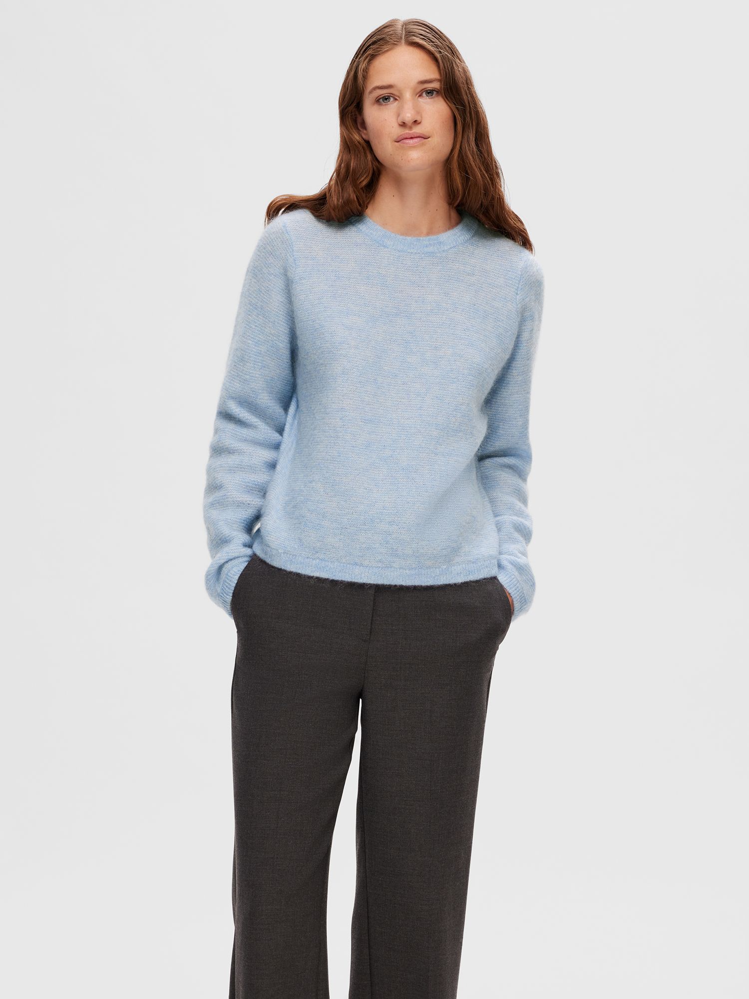 SELECTED FEMME Wool Blend Knitted Jumper, Serenity at John Lewis & Partners