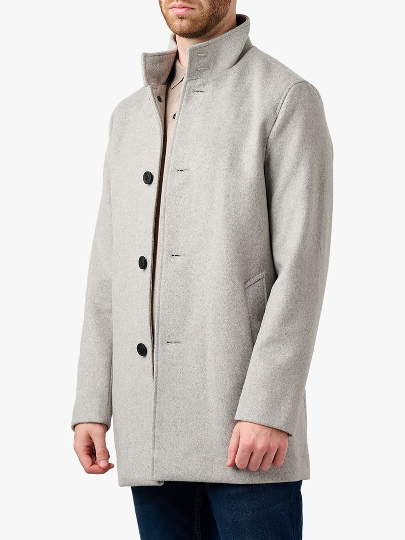 Guards London Lynmouth Wool Blend Funnel Neck Overcoat, Silver Grey at ...