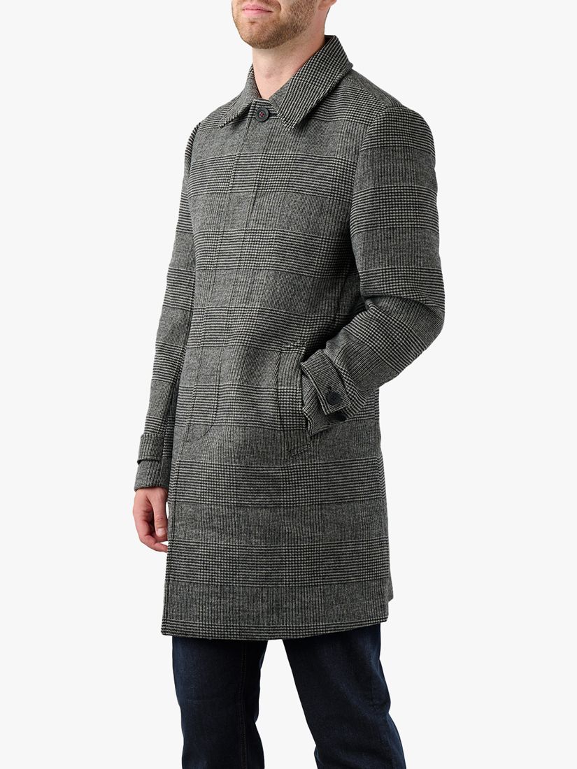 Guards London Collett Prince of Wales Wool Blend Overcoat, Grey/black, 36R