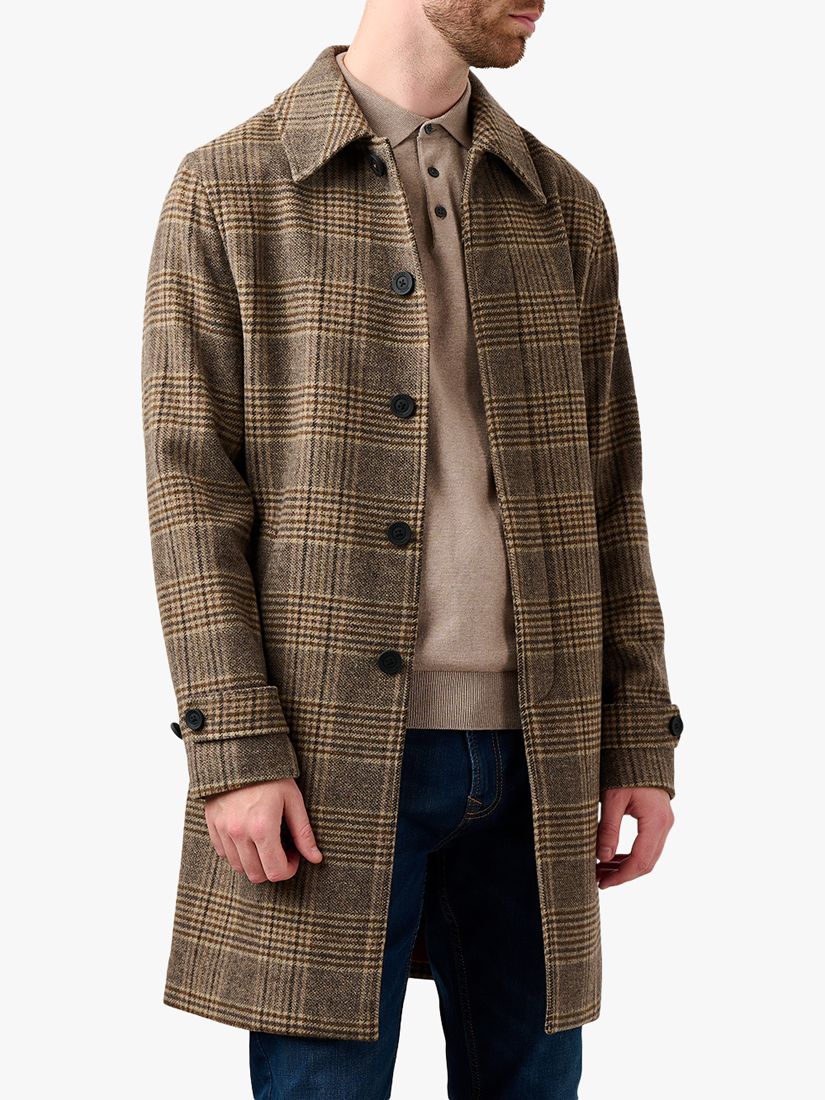 Guards London Northwold Check Wool Blend Overcoat, Brown/Multi, 36R