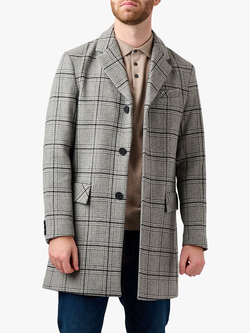Buy Guards London Southwold Check Wool And Cashmere Blend Overcoat, Mid Grey Online at johnlewis.com