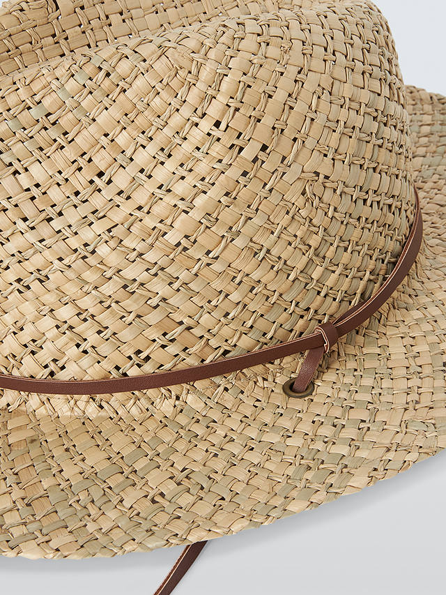 John Lewis Basket Weave Fedora Hat, Brown