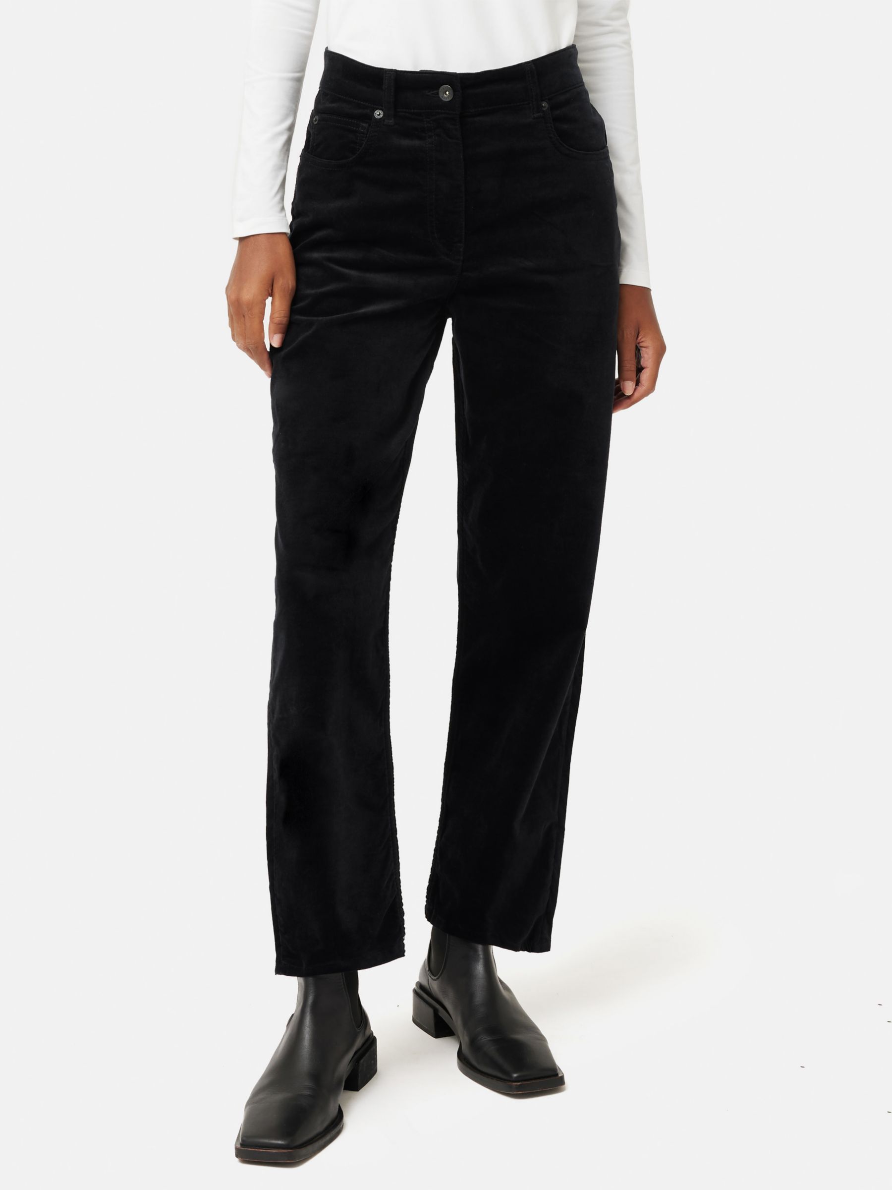 Jigsaw Delmont Velvet Jeans, Black at John Lewis & Partners