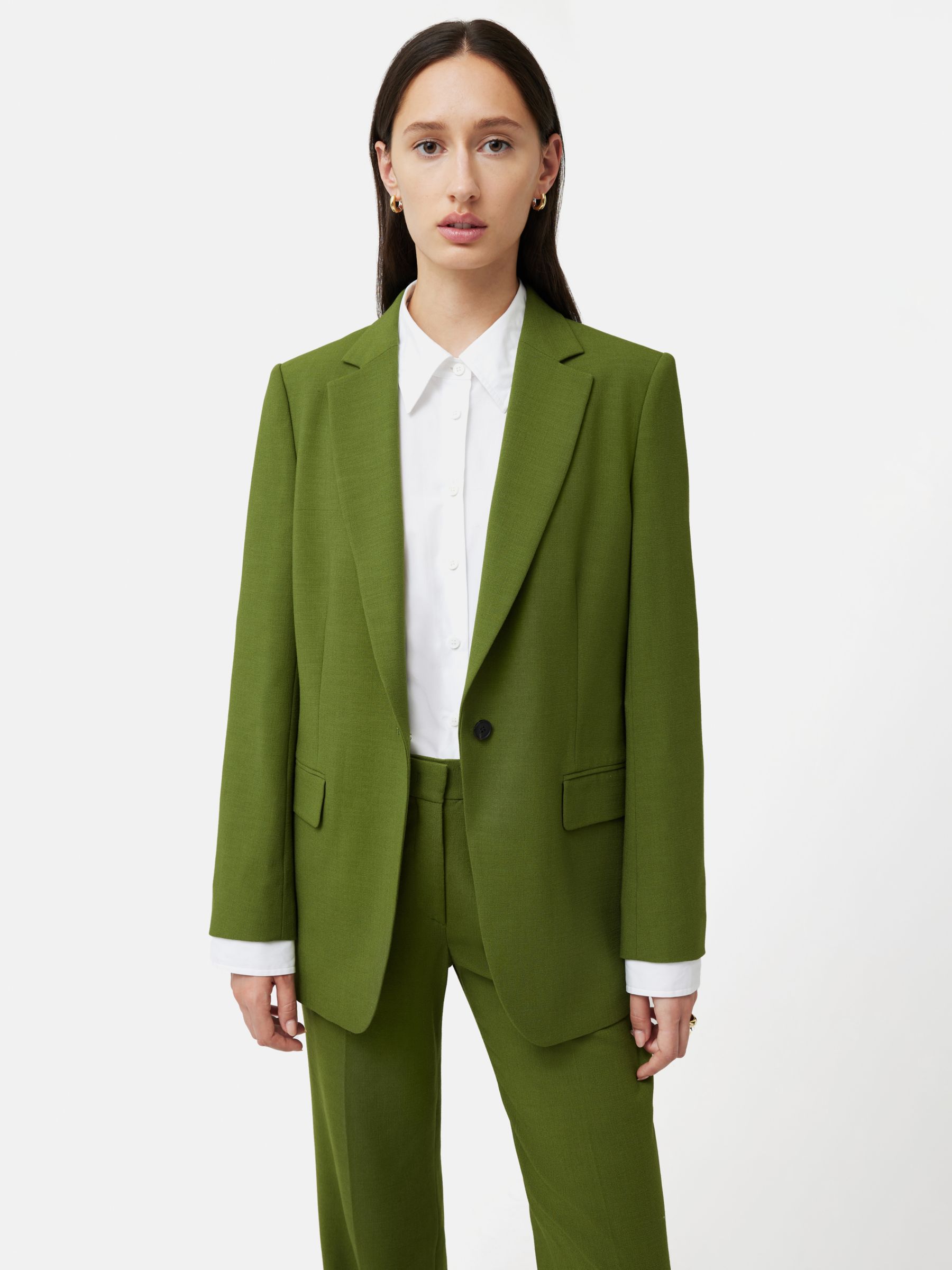 Jigsaw Crosshatch Knox Blazer, Green at John Lewis & Partners