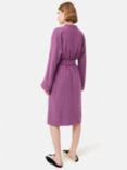 Jigsaw Cotton Herringbone Dressing Gown, Purple