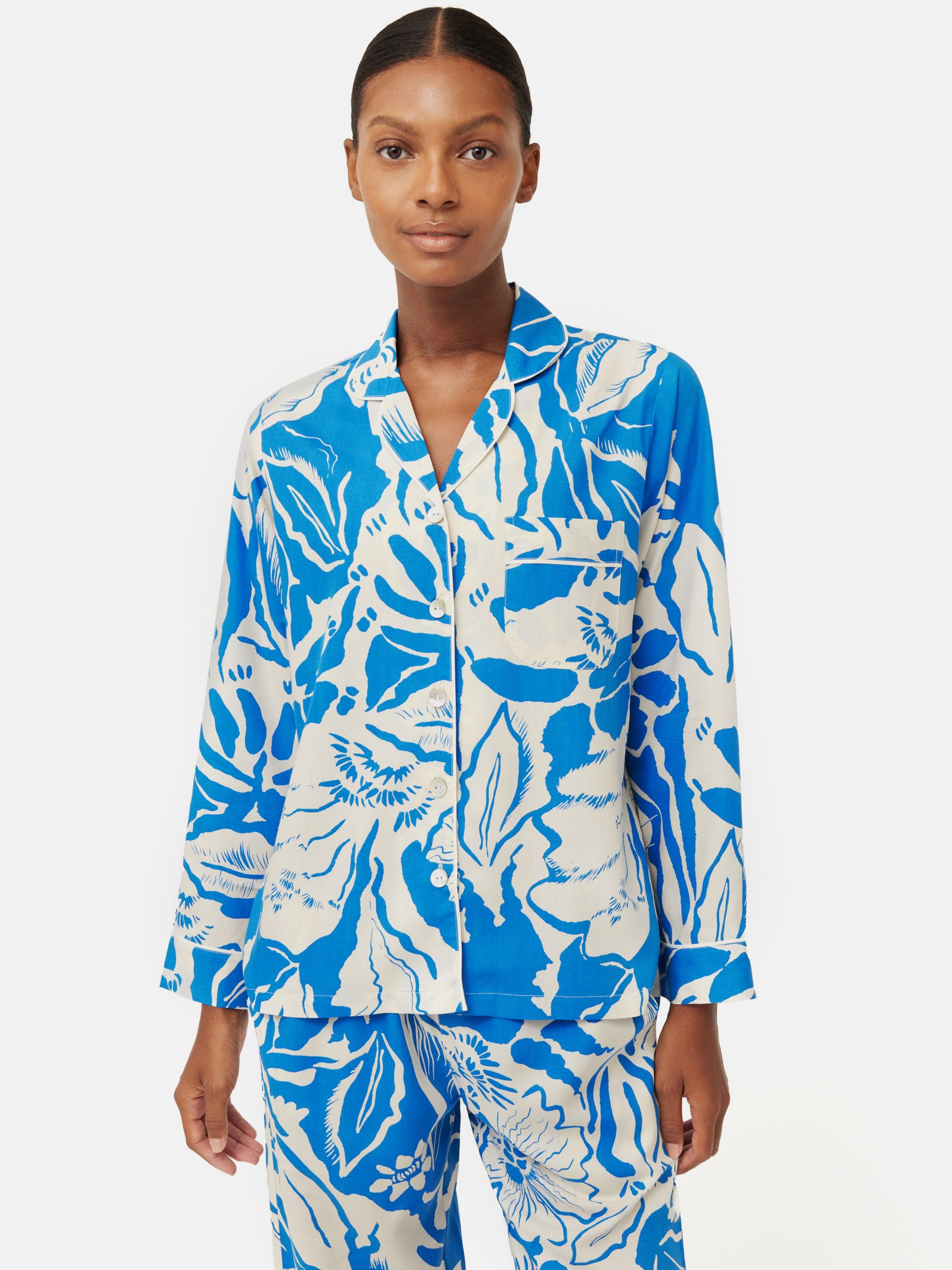 Buy Jigsaw Strokes Floral Pyjamas, Blue Online at johnlewis.com