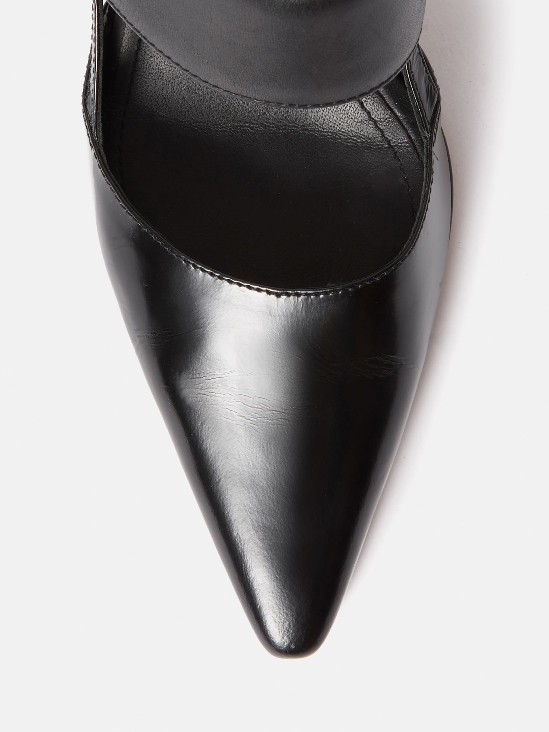 Jigsaw Russo Kitten Heel Leather Slingback Court Shoes, Black, EU36