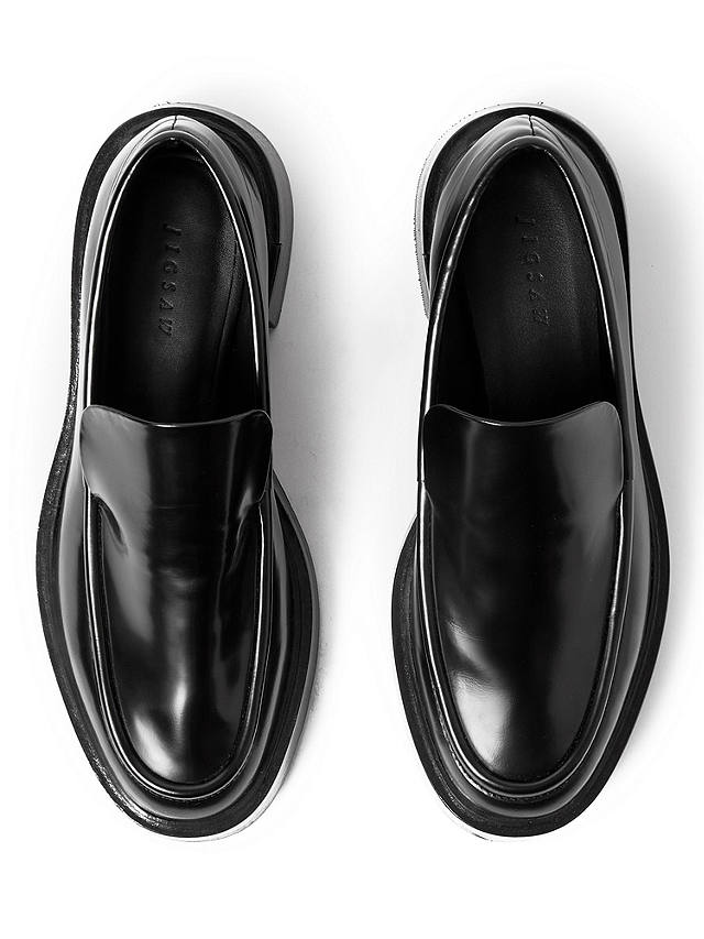 Jigsaw Wickham Leather Loafers, Black