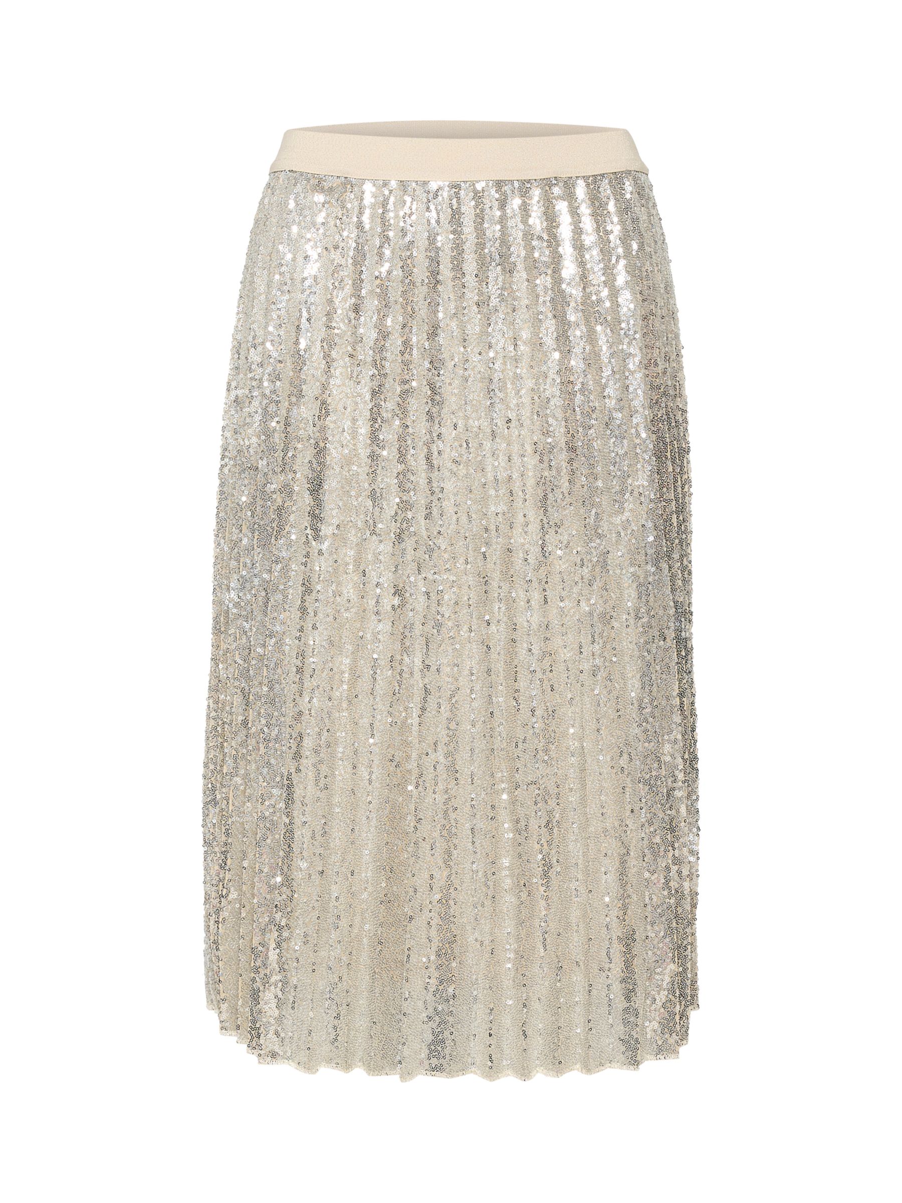 Buy Saint Tropez Benisa Sequin Pleated Skirt, Silver Online at johnlewis.com