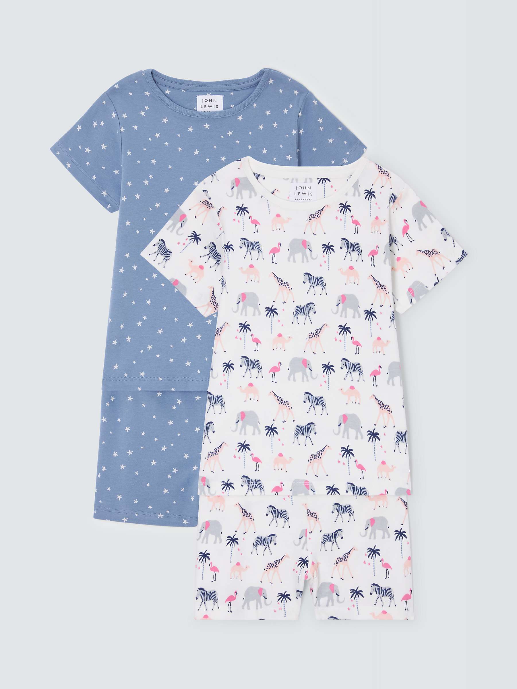 Buy John Lewis Kids' Celestial & Safari Print Shorty Pyjamas, Pack Of 2, Multi Online at johnlewis.com