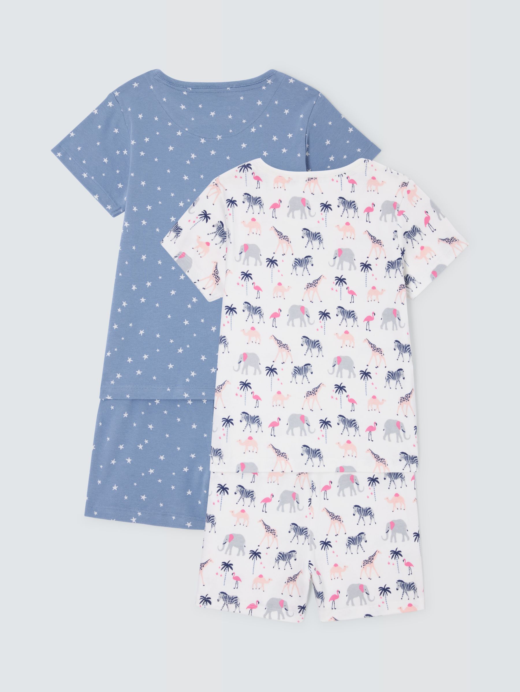 John Lewis Kids' Celestial & Safari Print Shorty Pyjamas, Pack Of 2, Multi, 7 years