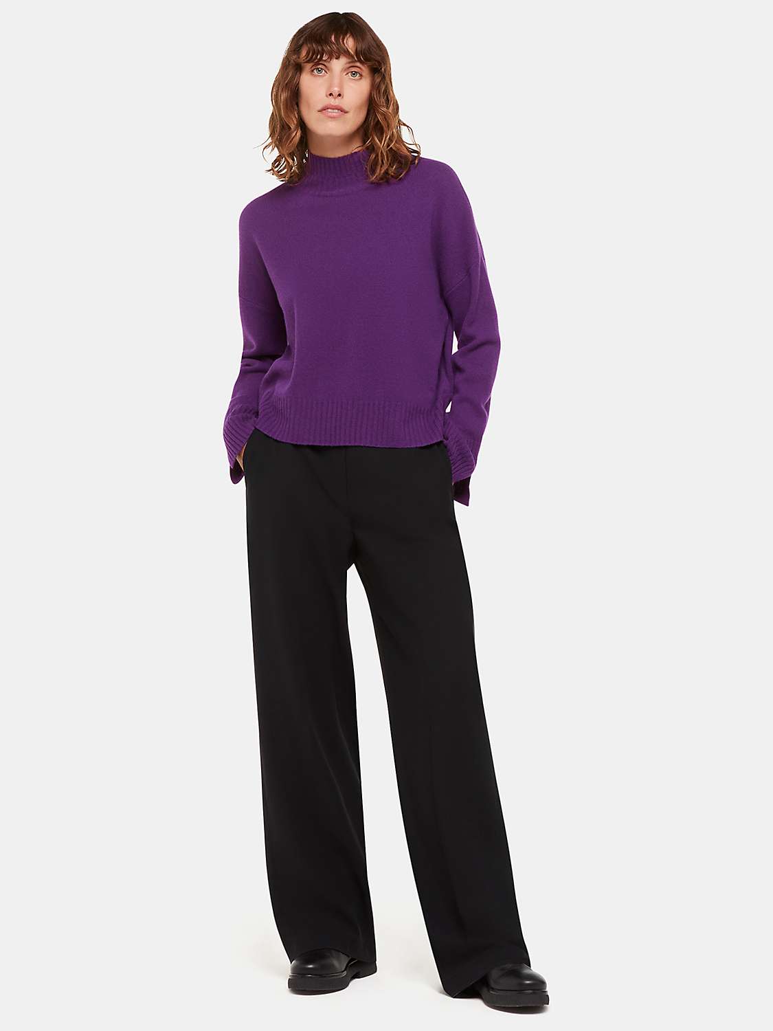 Buy Whistles Wool Double Trim Funnel Neck Jumper Online at johnlewis.com
