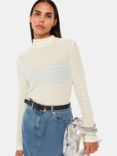 Whistles Textured Ruched Roll Neck Top