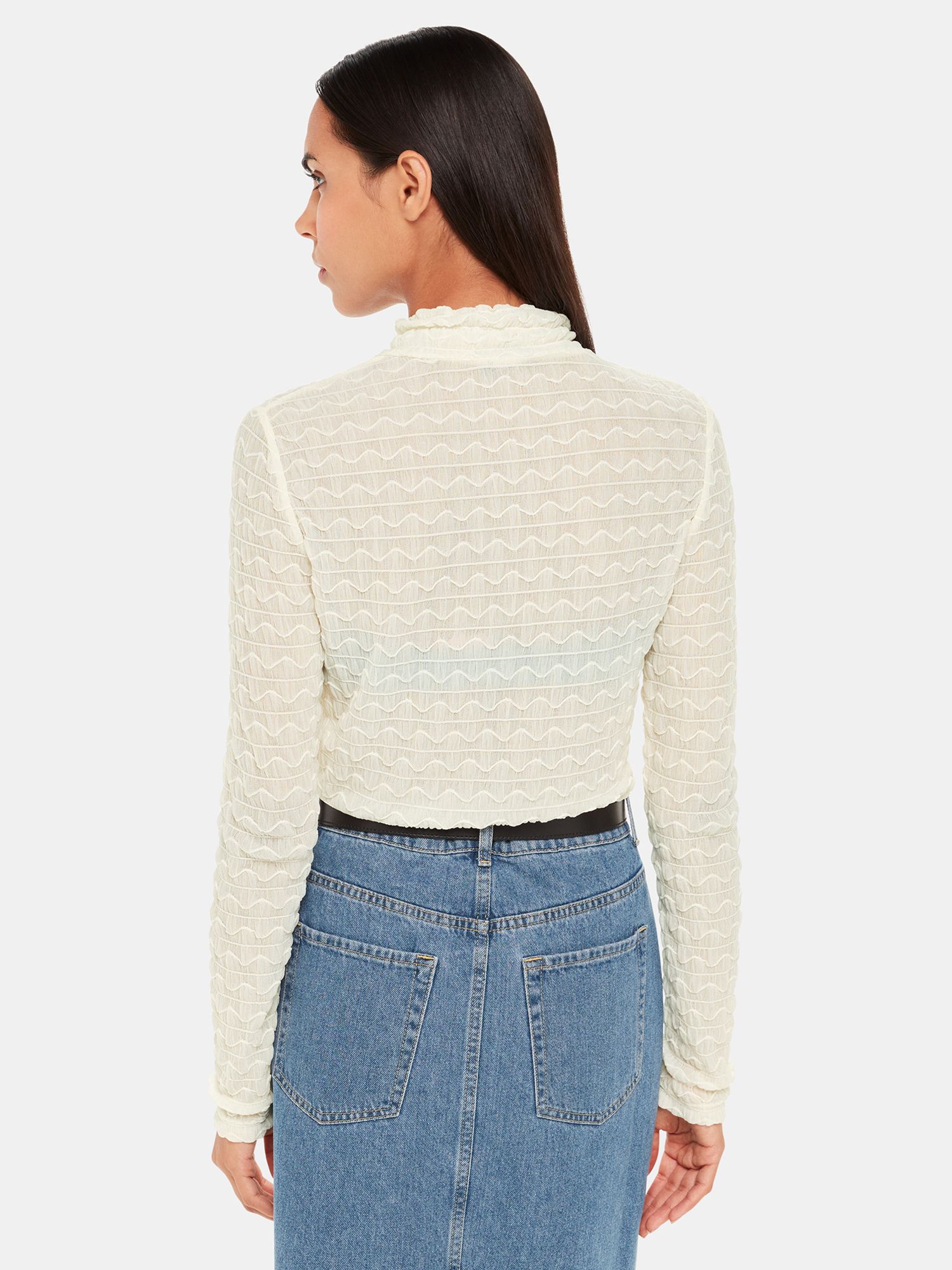 Buy Whistles Textured Ruched Roll Neck Top Online at johnlewis.com