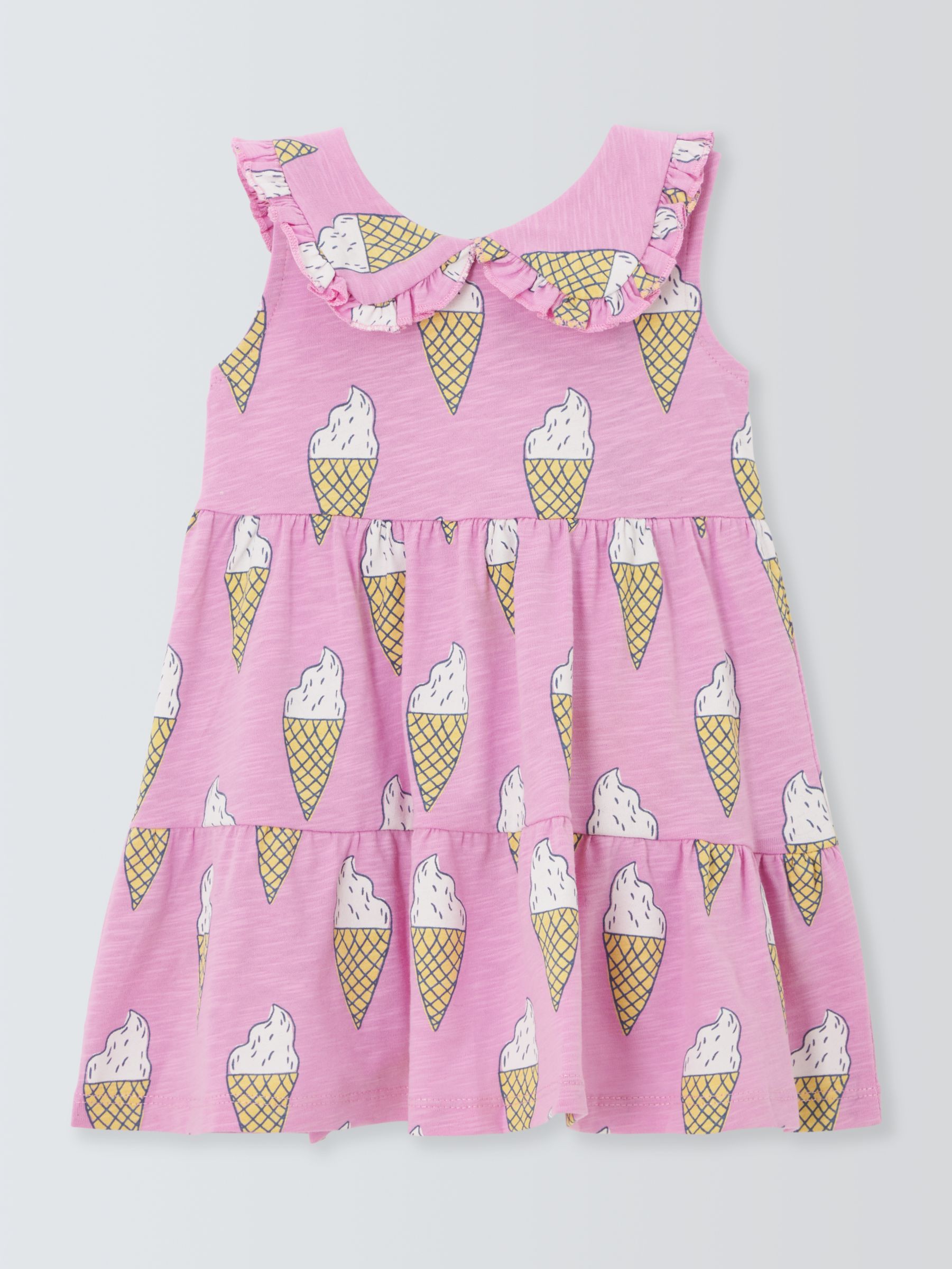 John Lewis ANYDAY Baby Ice Cream Print Dress, Pink, 2-3 years