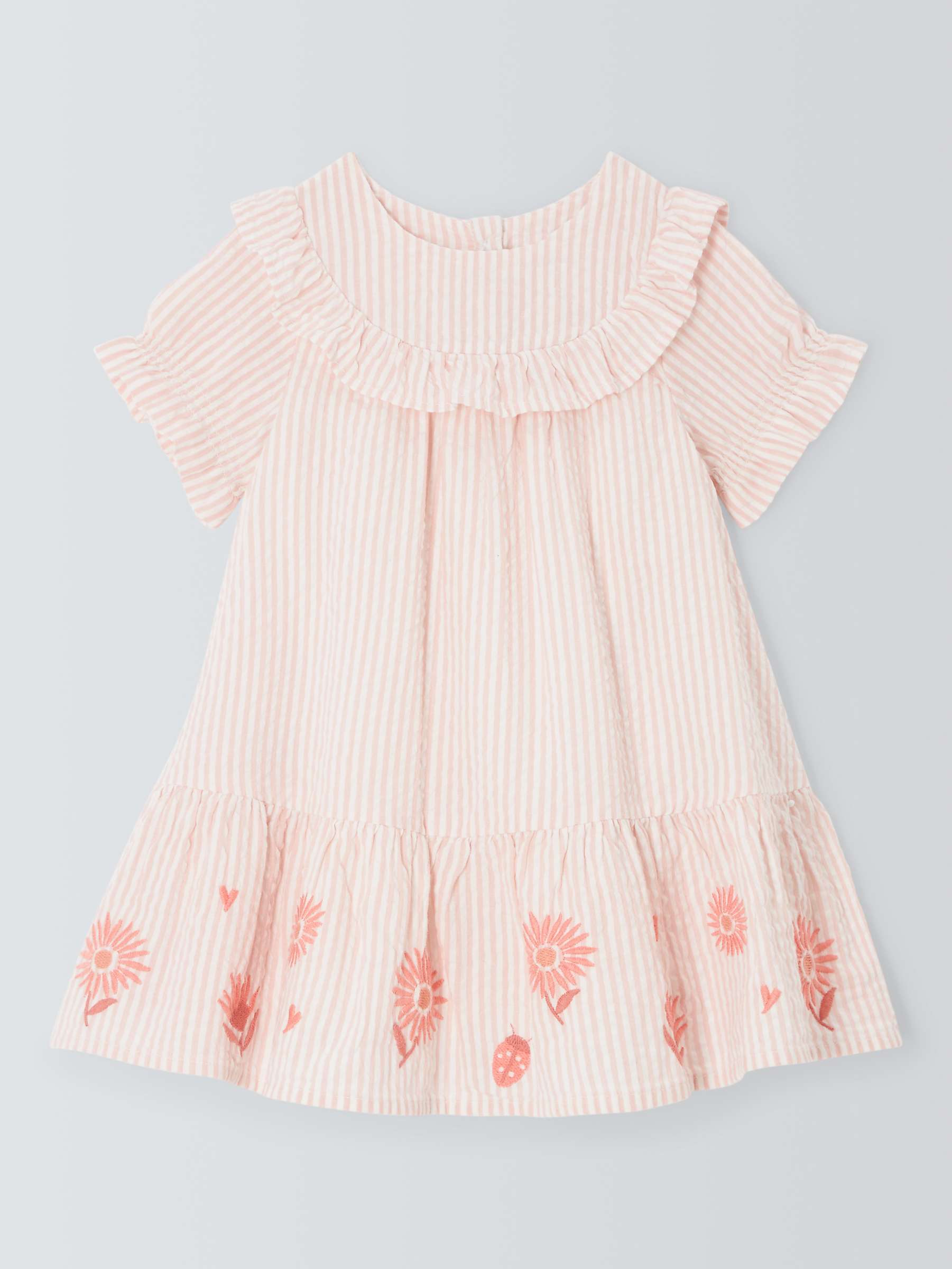 Buy John Lewis Baby Stripe Seersucker Dress, Pink Online at johnlewis.com