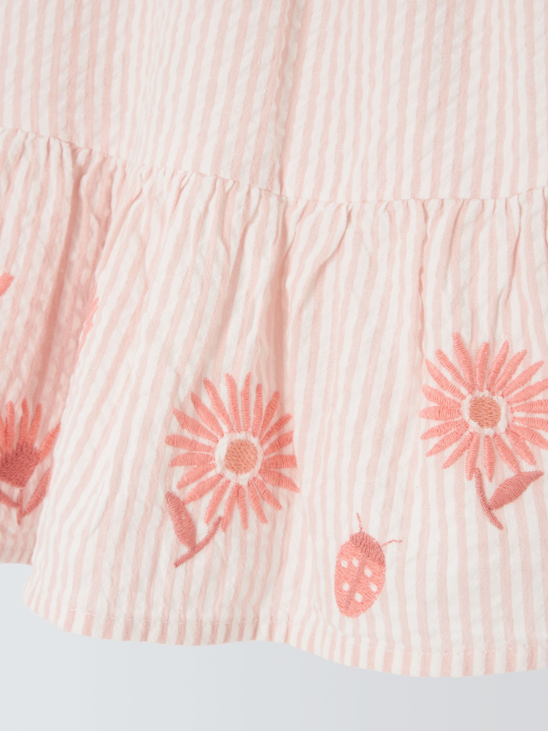 John Lewis Baby Stripe Seersucker Dress, Pink, 2-3 years