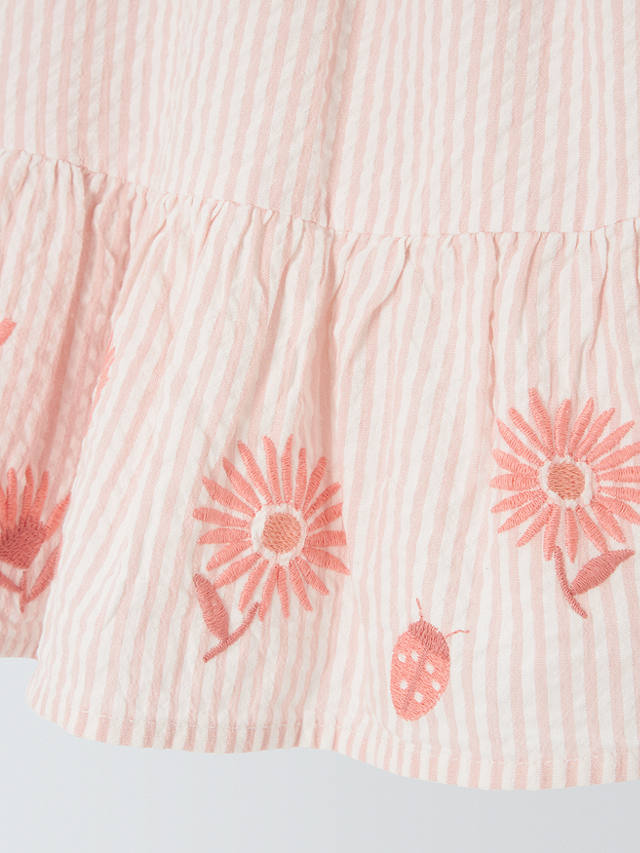 John Lewis Baby Stripe Seersucker Dress, Pink