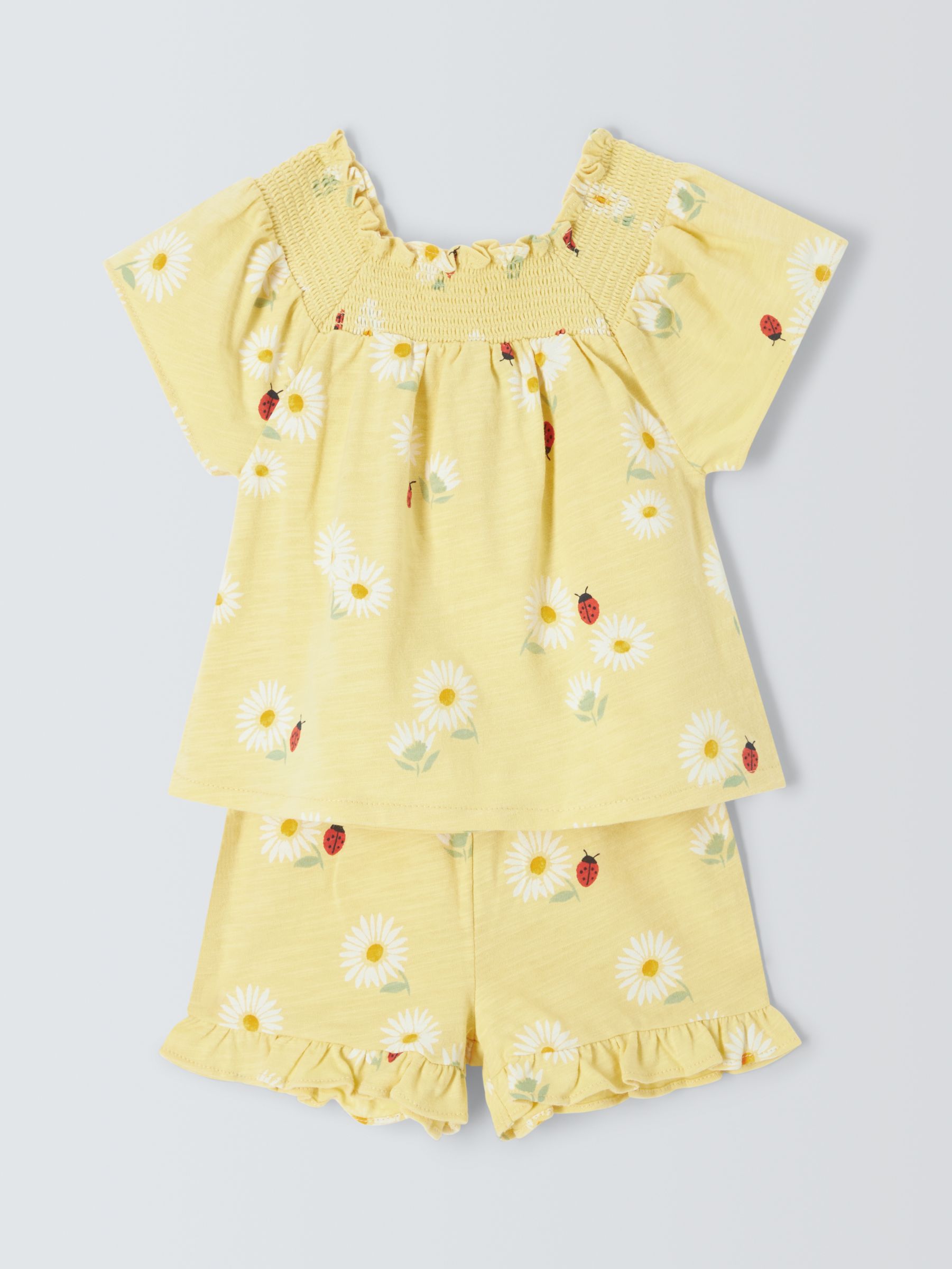 John Lewis Baby Ladybird Top & Shorts Set, Yellow/Multi, 2-3 years