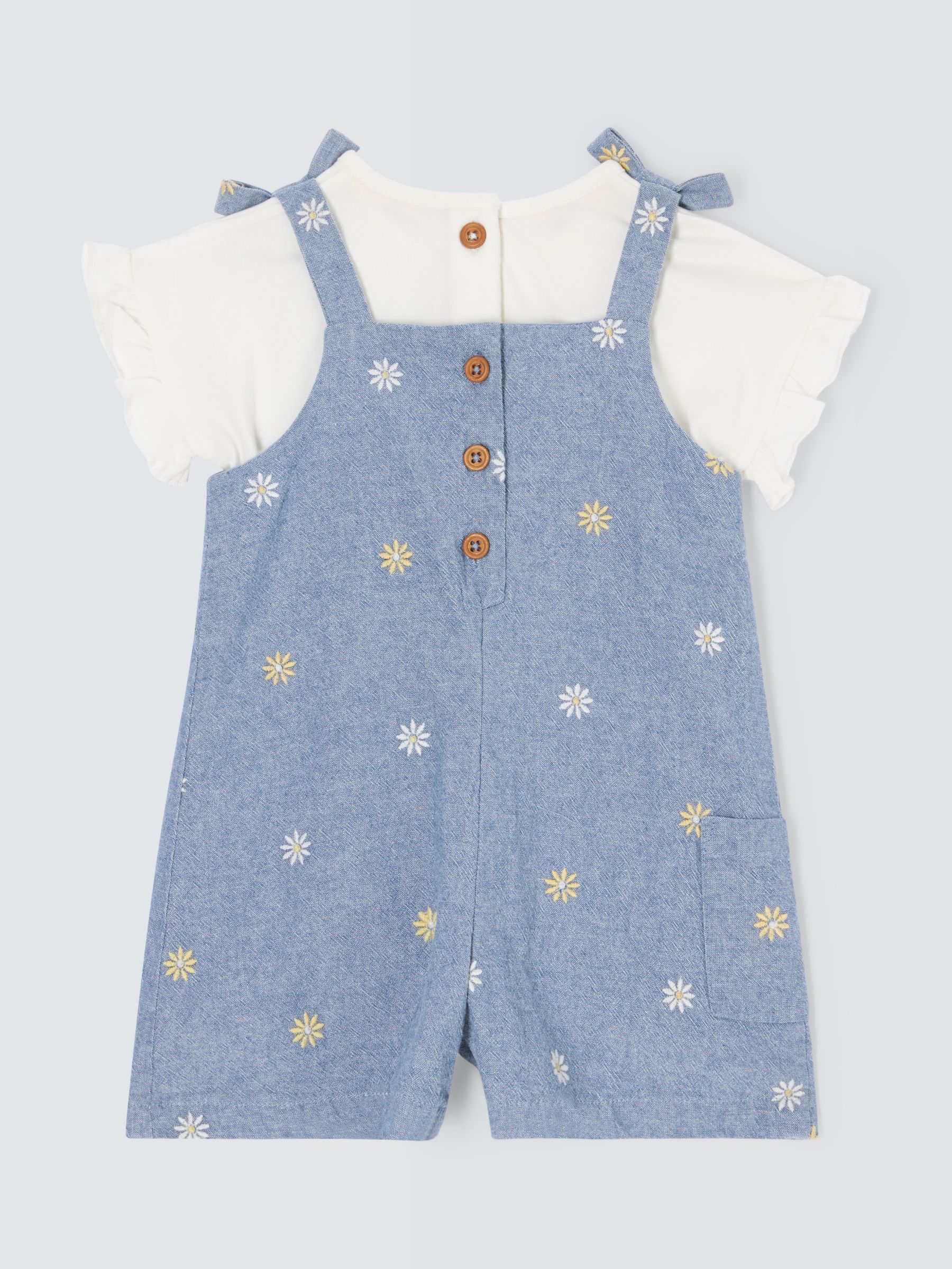 John Lewis Baby T-Shirt & Daisy Chambray Jumpsuit Set, Blue/White, 3-6 months