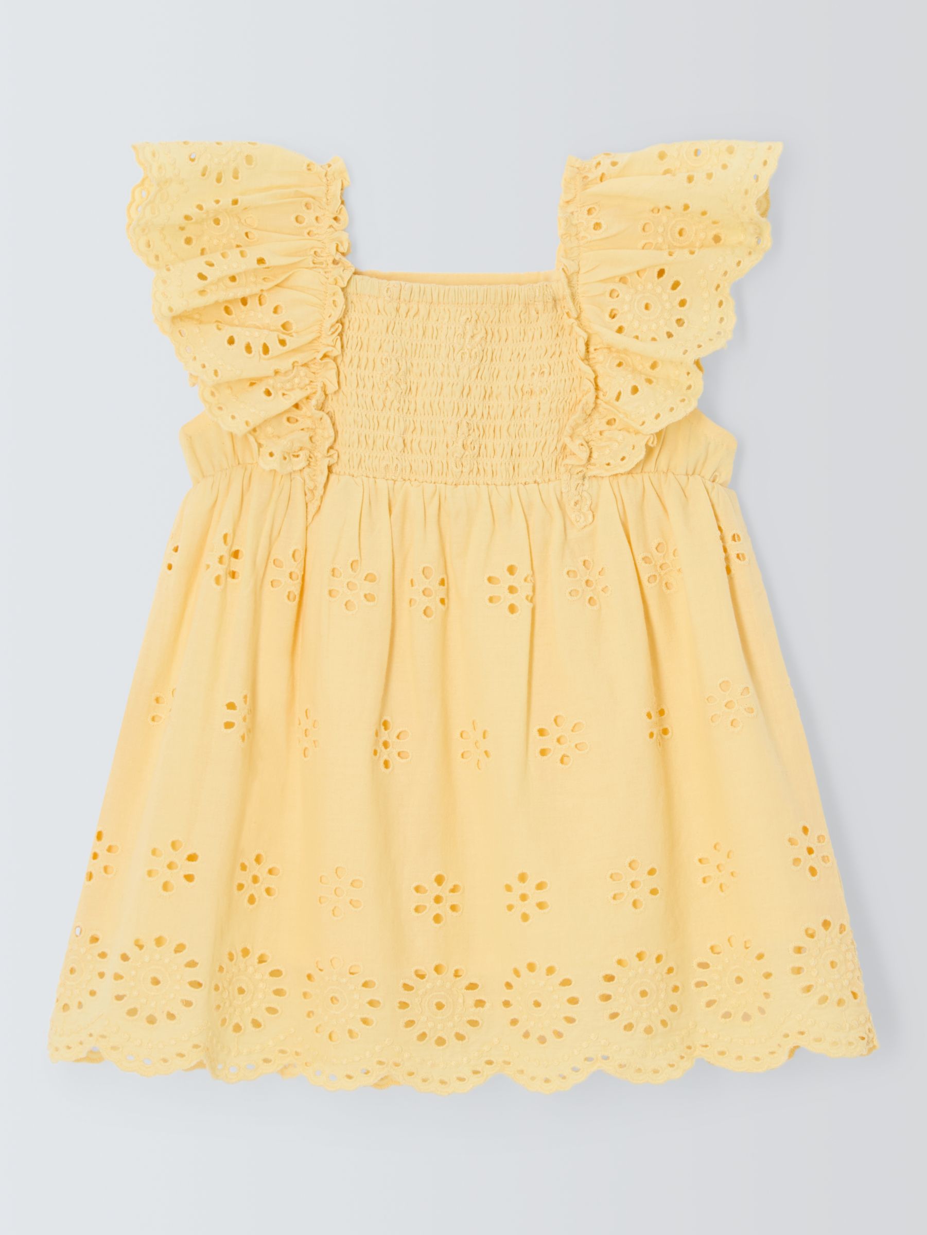 Buy John Lewis Baby Broderie Dress, Yellow Online at johnlewis.com