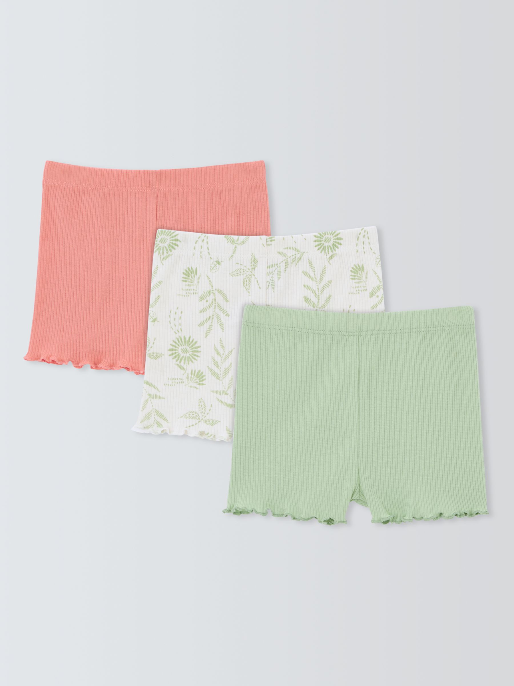 John Lewis Baby Ribbed Shorts, Pack of 3, Multi, 6-9 months
