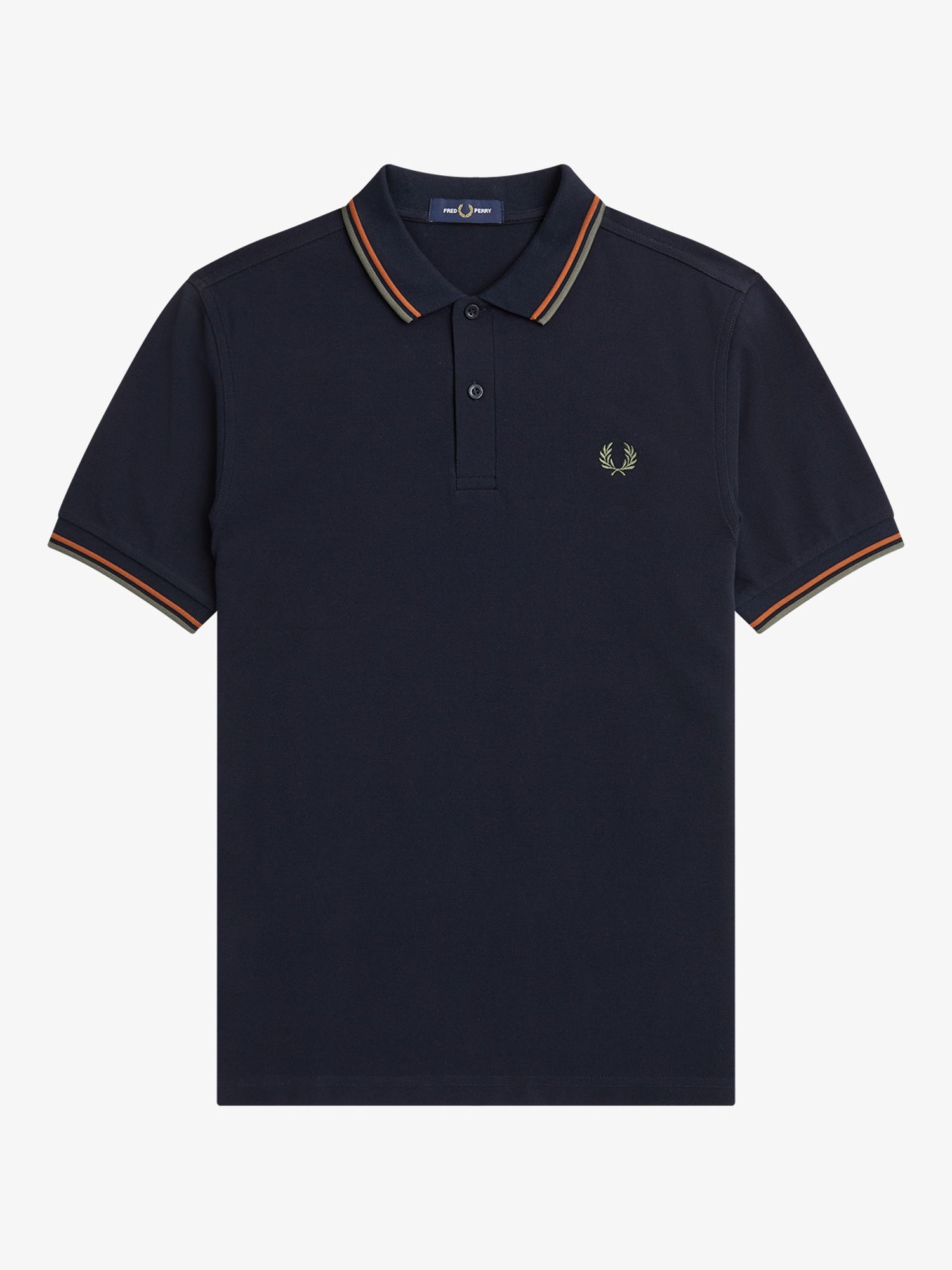 Fred Perry Twin Tipped Regular Fit Polo Shirt, Navy at John Lewis ...