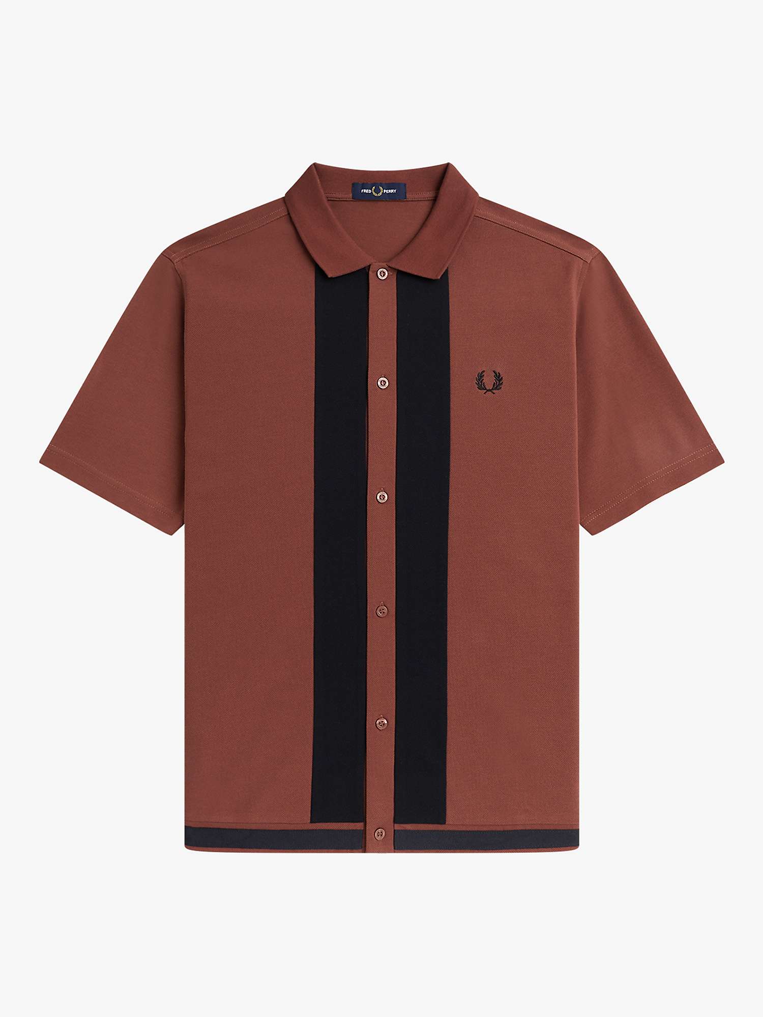 Buy Fred Perry Short Sleeve Panel Polo Shirt, Brown/Black Online at johnlewis.com