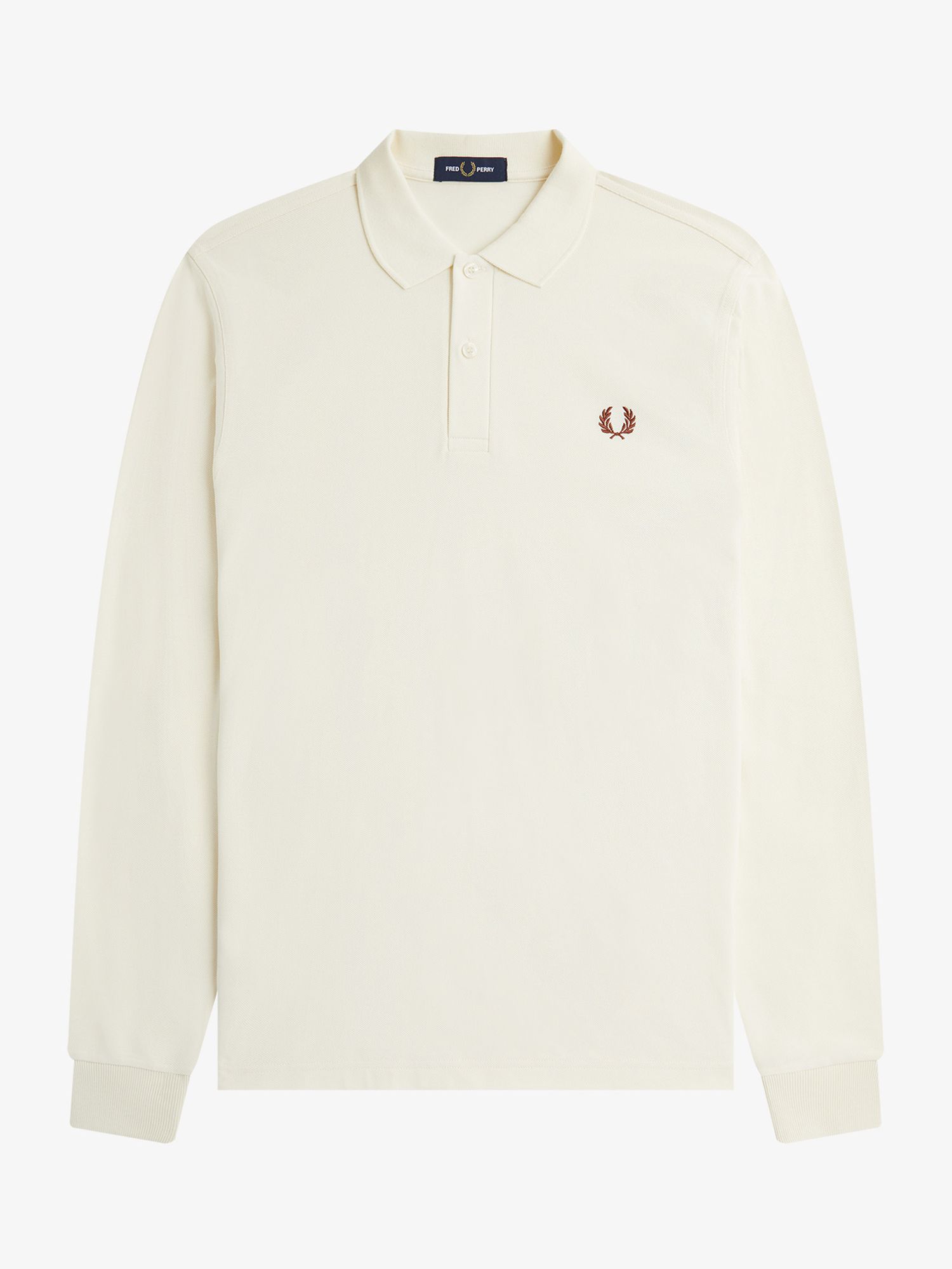 Fred Perry Long Sleeve Tennis Polo Shirt, Ecru, L