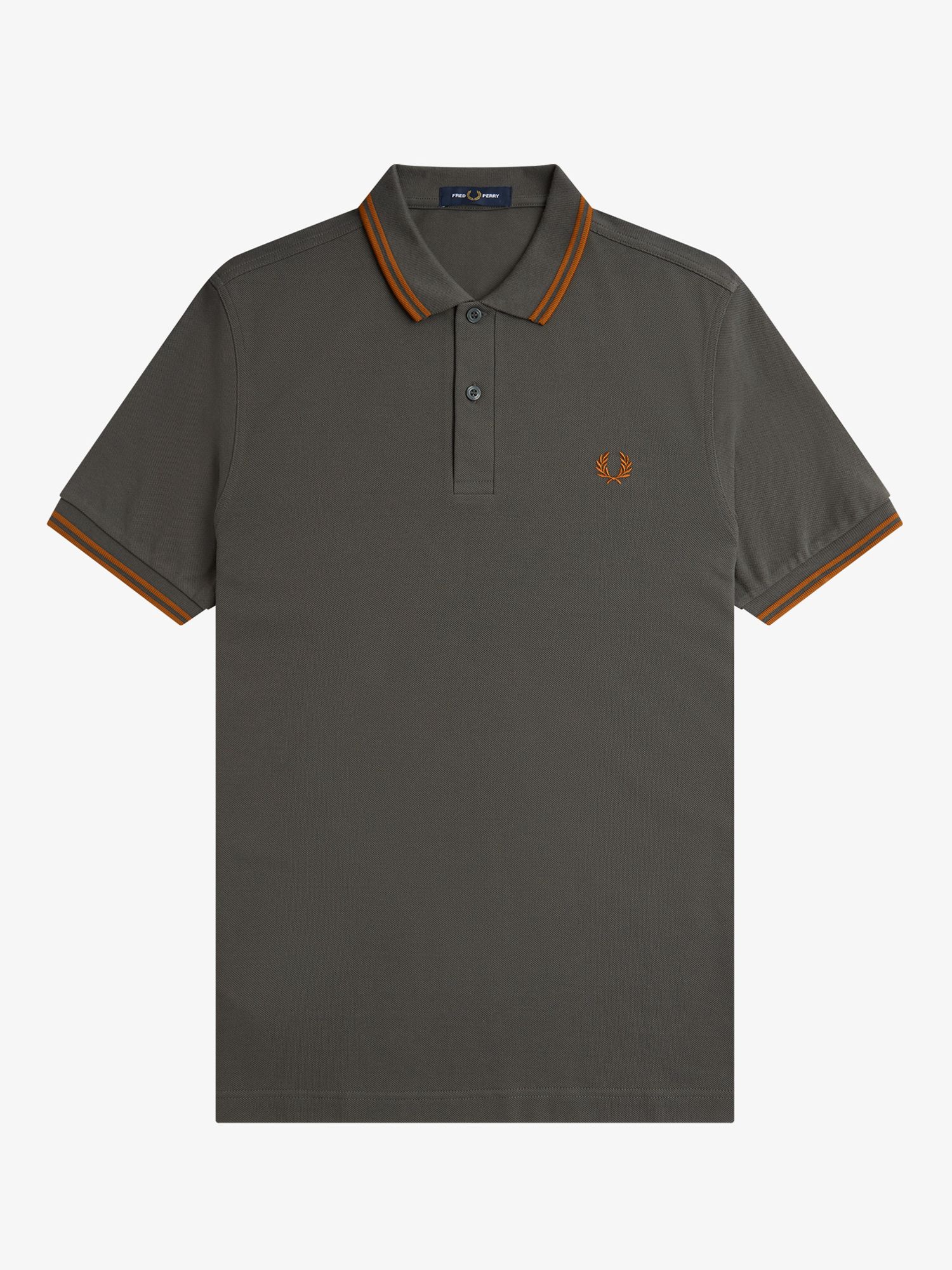 Fred Perry Twin Tipped Regular Fit Polo Shirt, Field Green at John ...