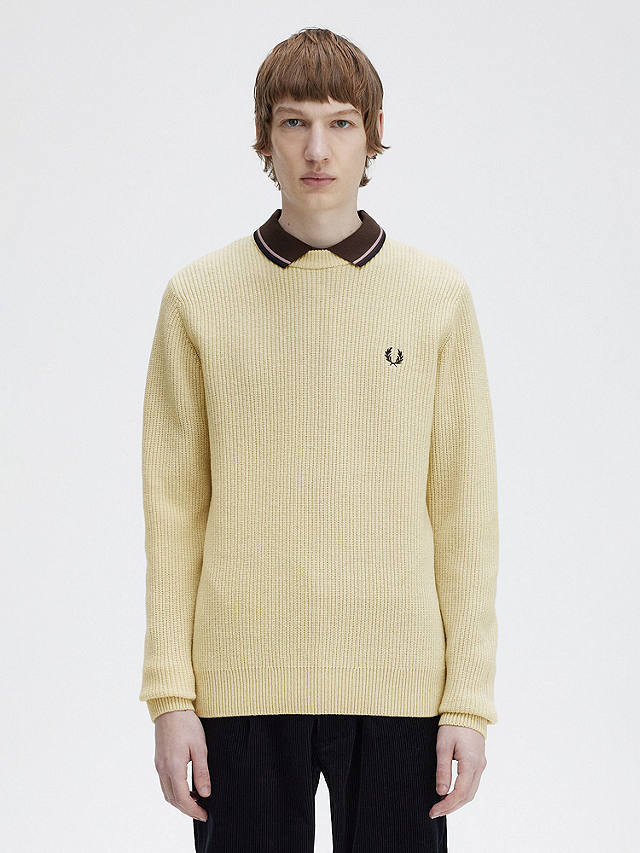 Fred Perry Textured Lambswool Rib Knit Jumper, Oatmeal