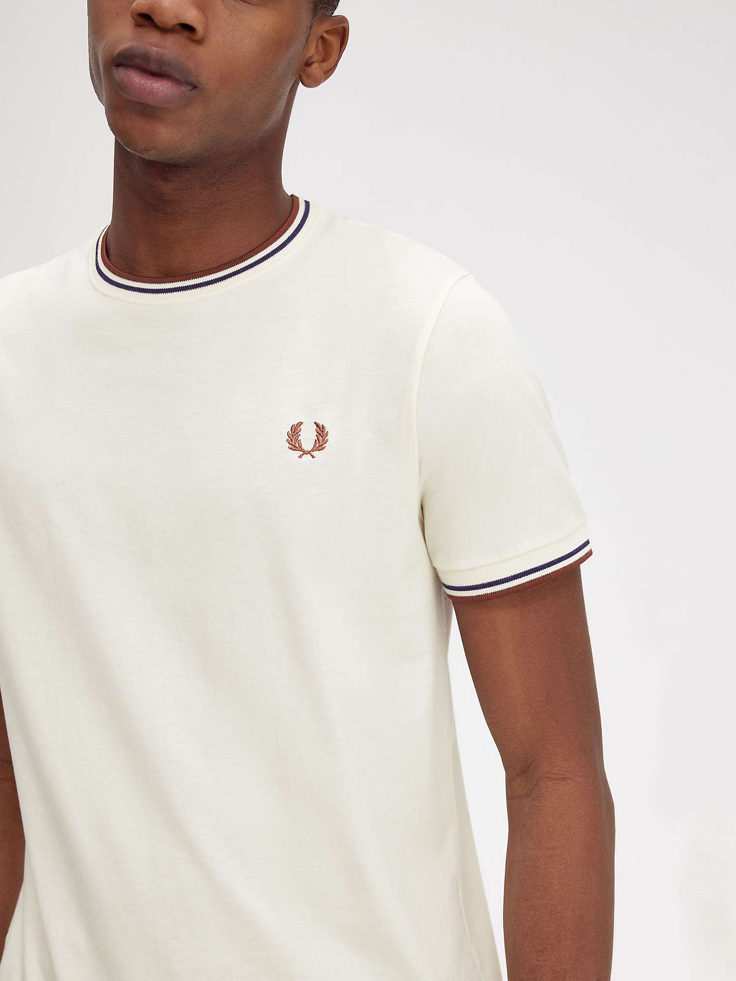 Fred Perry Twin Tipped T-Shirt, Ecru at John Lewis & Partners
