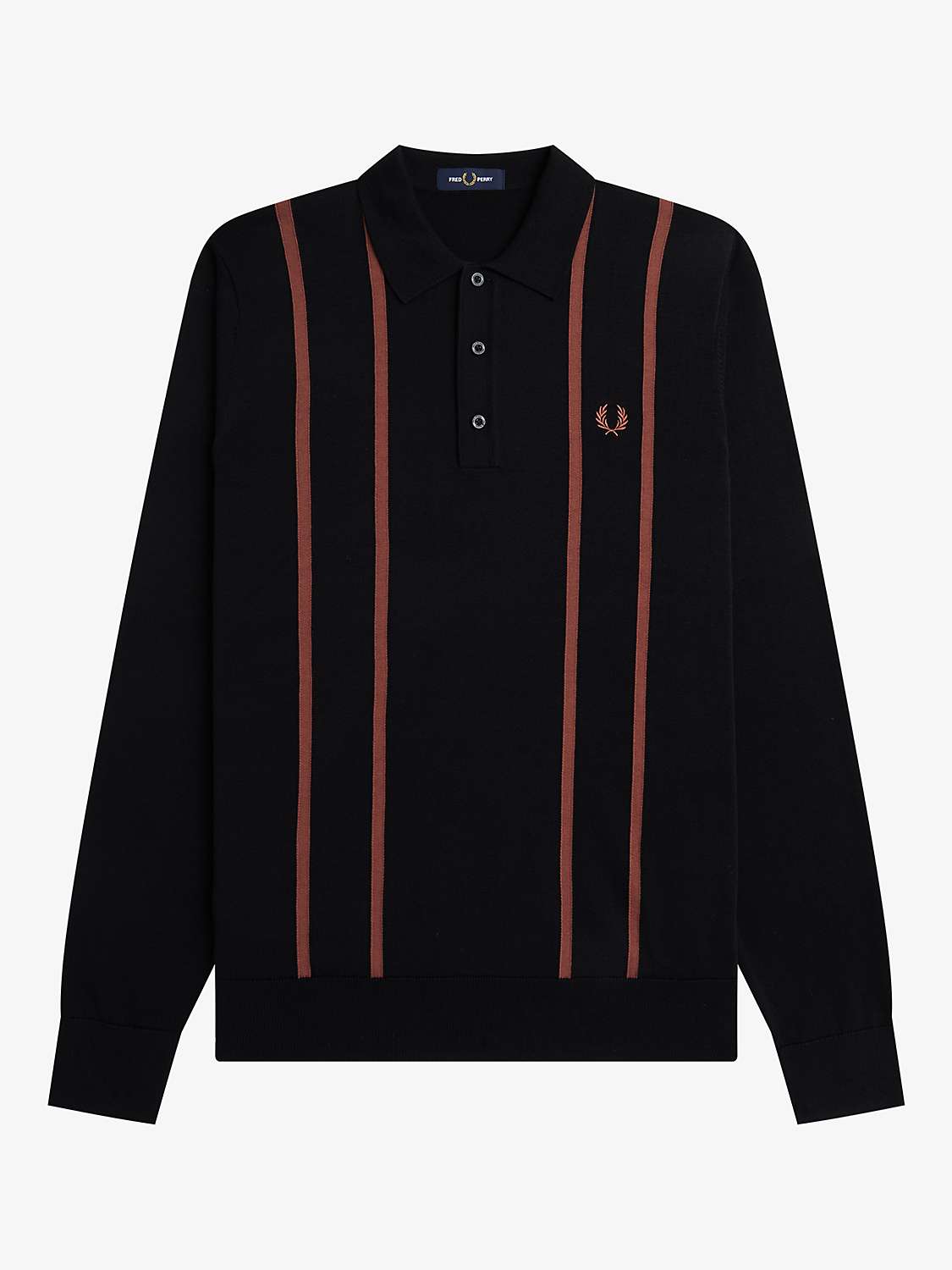 Buy Fred Perry Textured Knit Long Sleeve Polo Shirt, Black/Red Online at johnlewis.com
