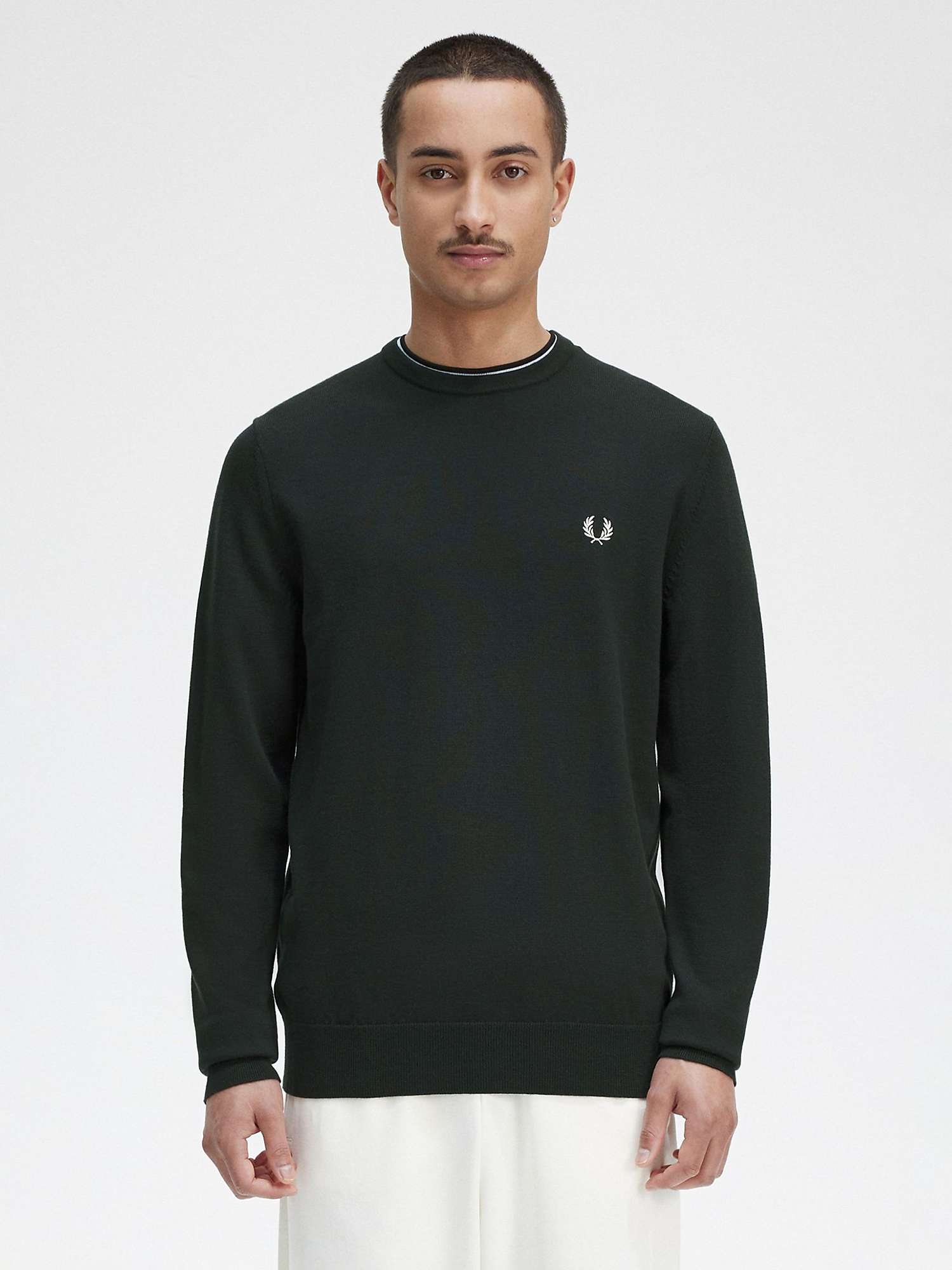 Buy Fred Perry Crew Neck Jumper, Green Online at johnlewis.com