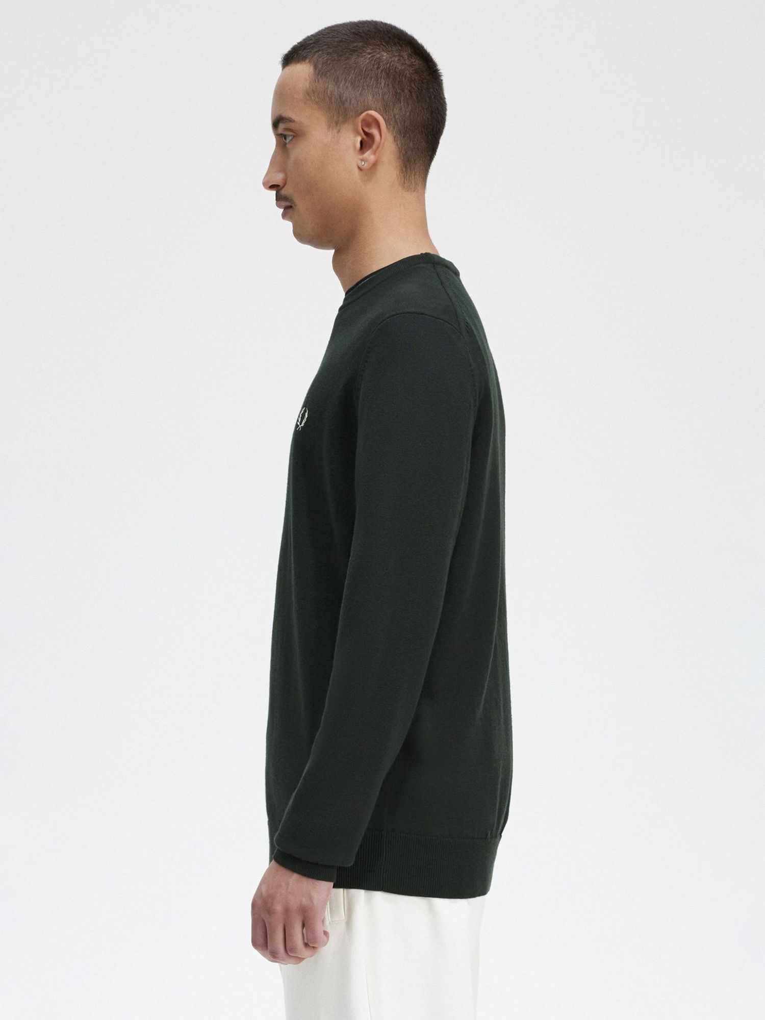 Fred Perry Crew Neck Jumper, Green at John Lewis & Partners