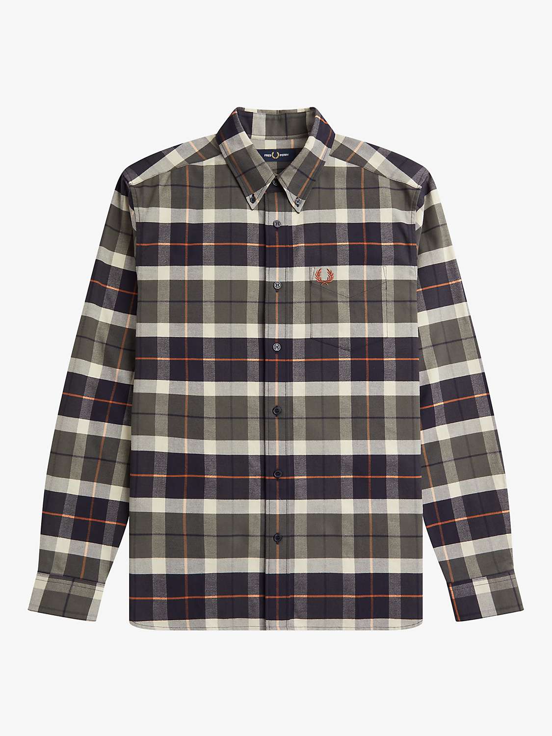 Buy Fred Perry Brush Tartan Check Oxford Shirt, Green/Multi Online at johnlewis.com
