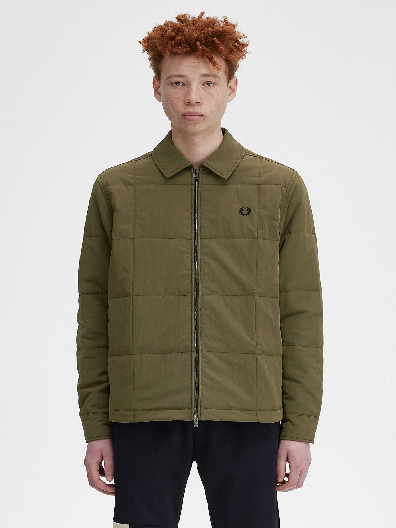 Buy Fred Perry Quilted Overshirt, Uniform Green Online at johnlewis.com