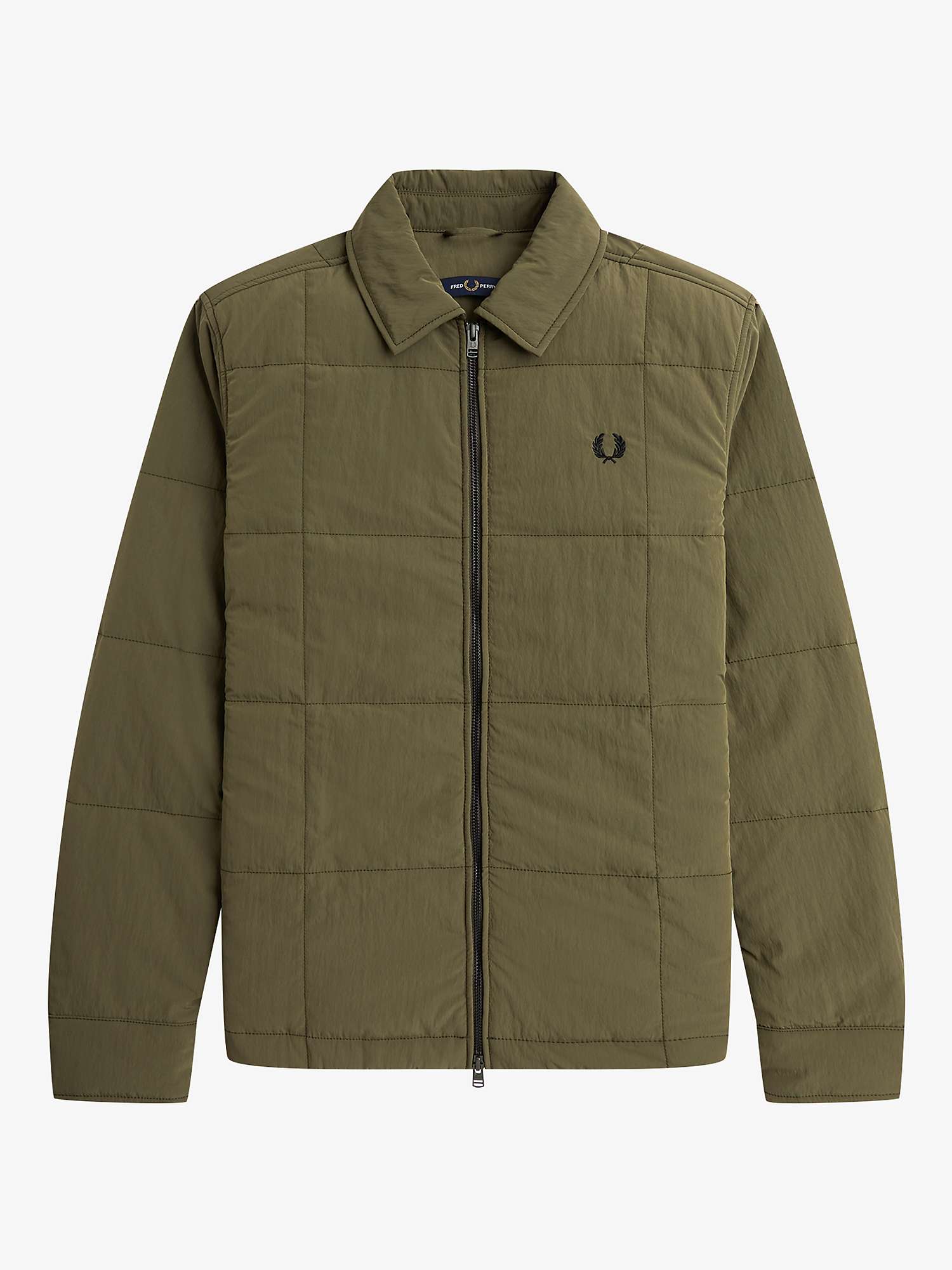 Buy Fred Perry Quilted Overshirt, Uniform Green Online at johnlewis.com
