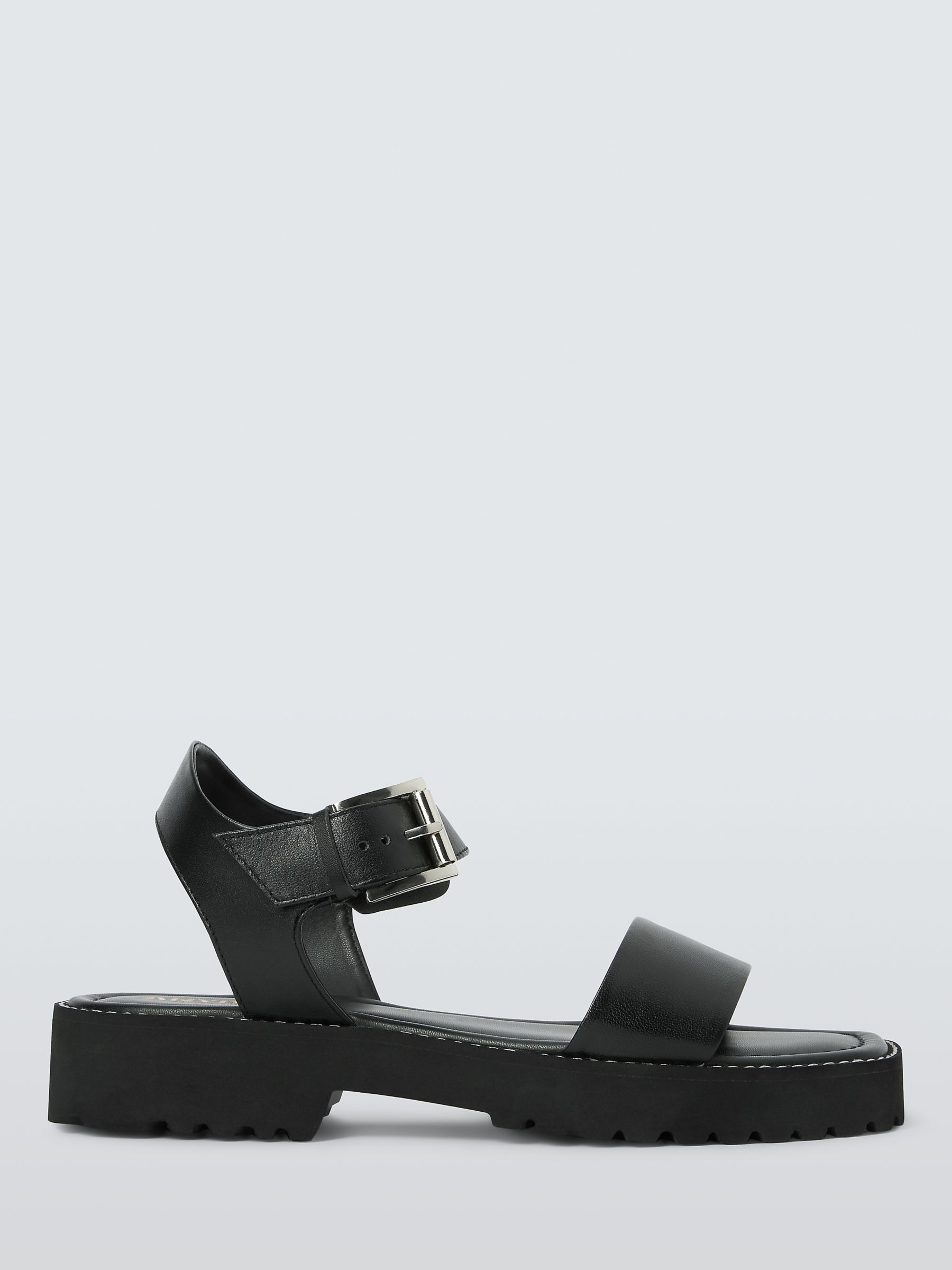 John Lewis ANYDAY Loreen Leather Ankle Strap Sandals, Black, 6
