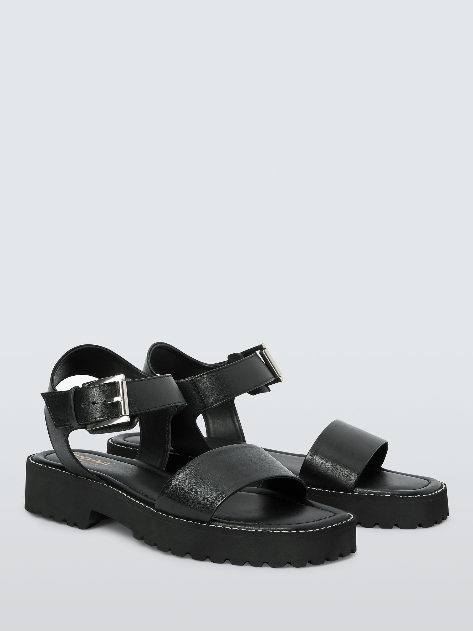 John Lewis ANYDAY Loreen Leather Ankle Strap Sandals, Black, 6