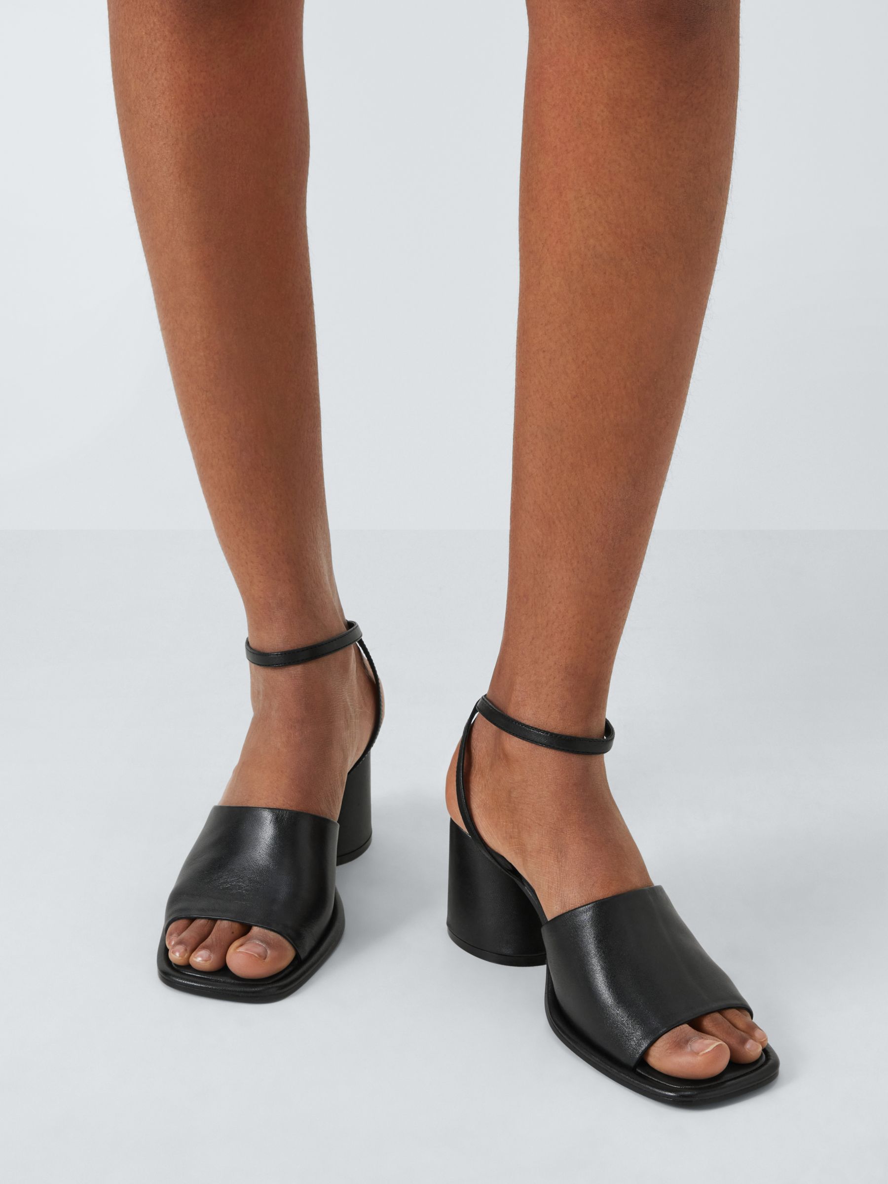 John Lewis ANYDAY Mirror Leather Micro Strap Dressy Sandals, Black, 3