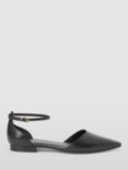 John Lewis Herbie Leather Chisel Toe Open Flat Pumps, Black