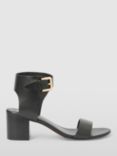 John Lewis Joss Leather Heeled Buckle Sandals, Black