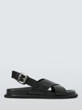 John Lewis ANYDAY Lorri Leather Slingback Padded Flatform Sandals, Black