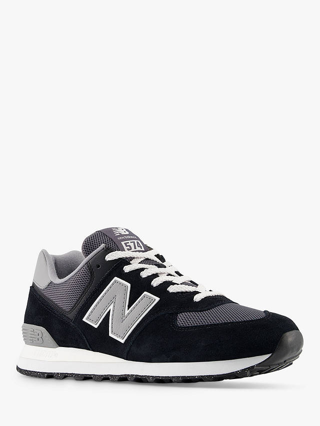 New Balance 574 Suede Trainers, Black Grey