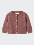 Mango Baby Lola Embroidered Knit Cardigan, Pink