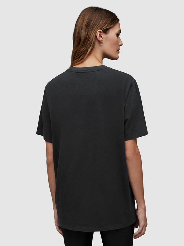 AllSaints Stardust Boyfriend Organic Cotton T-Shirt, Washed Black at ...