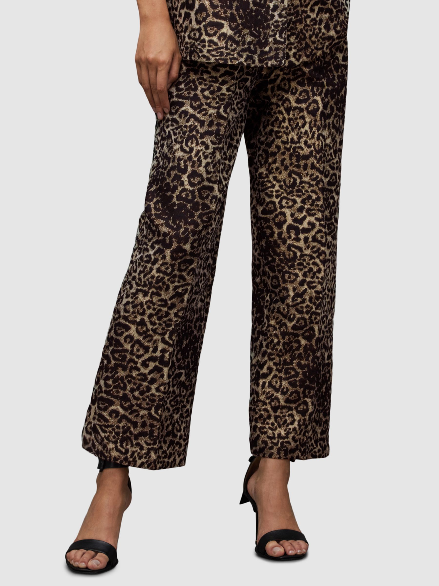 AllSaints Jemi Leppo Leopard Trousers, Gold/Multi at John Lewis & Partners
