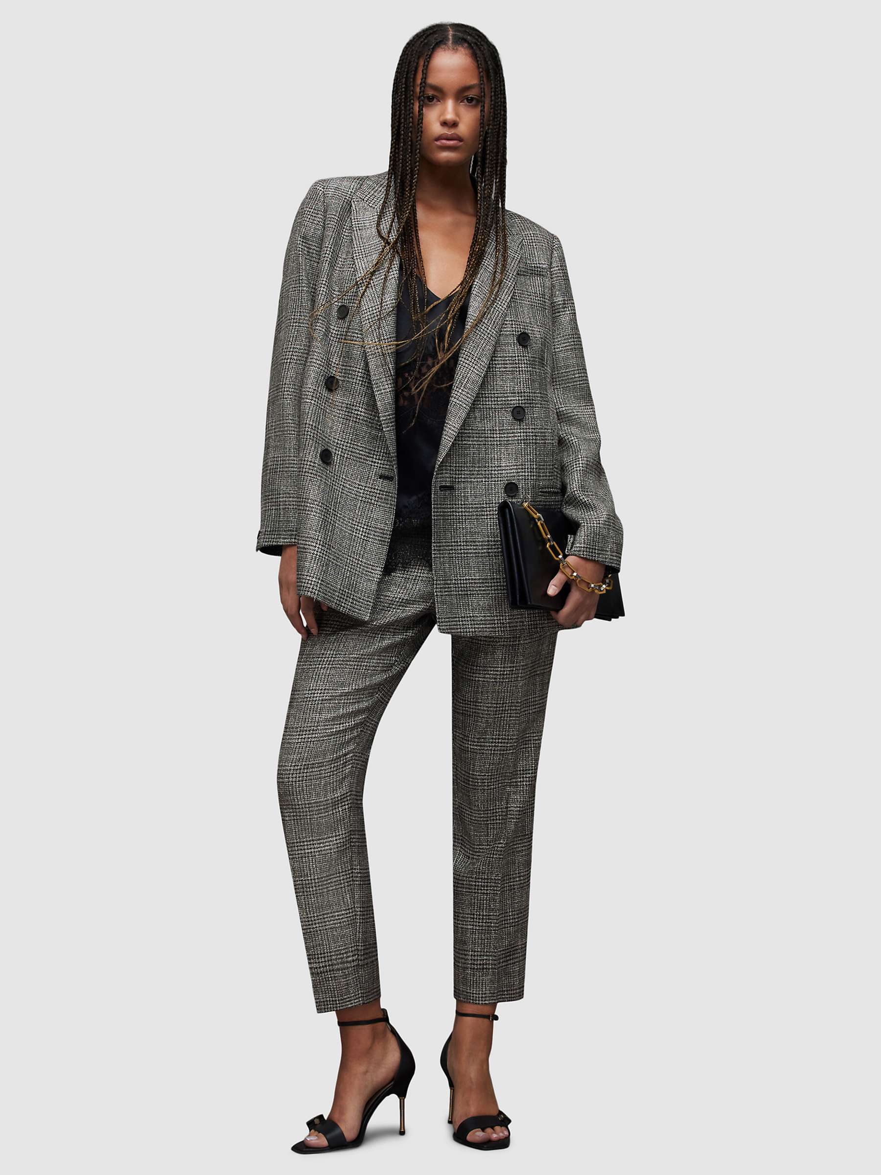 Buy AllSaints Astrid Sparkle Check Trousers, Grey Online at johnlewis.com