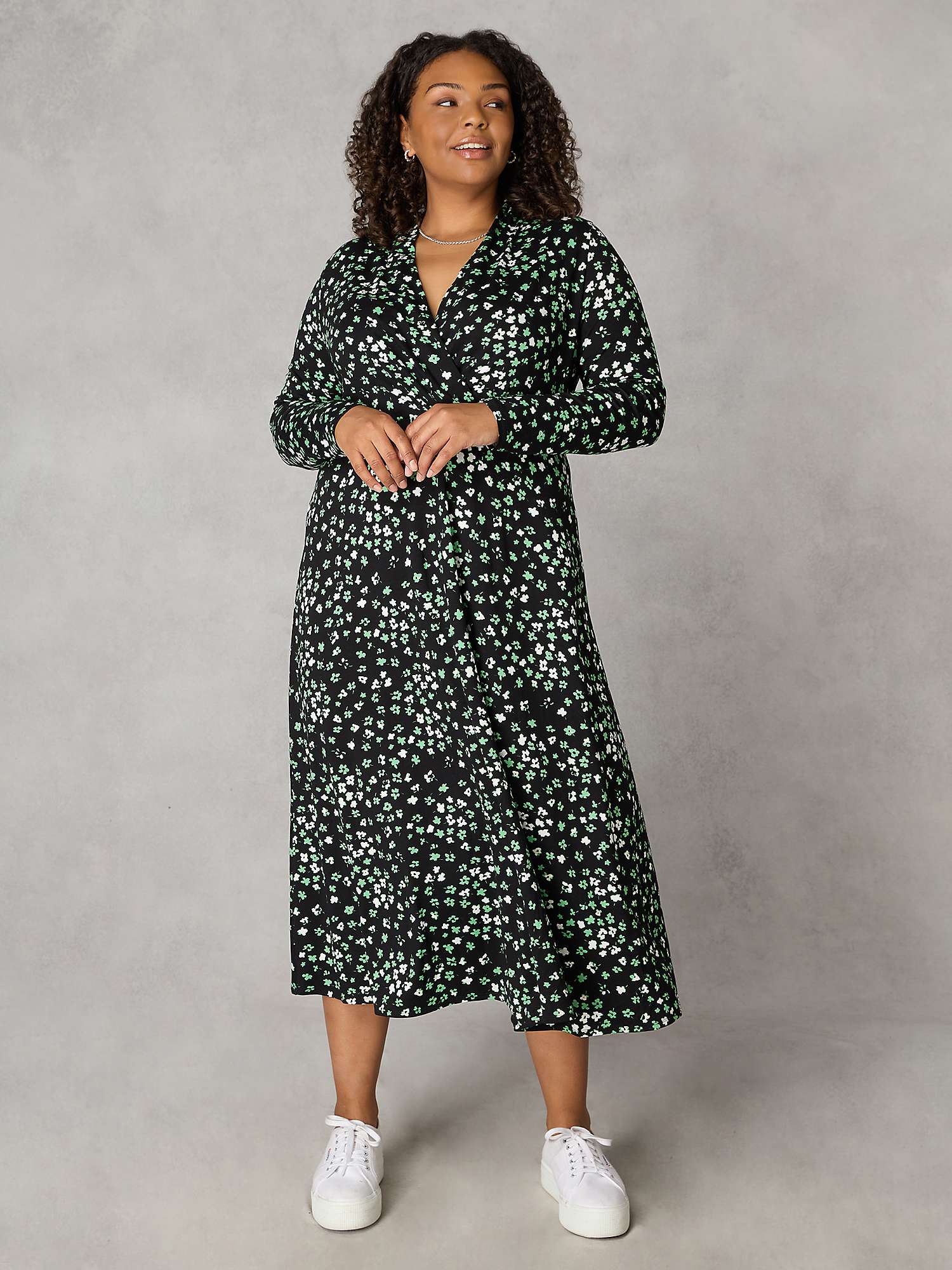 Buy Live Unlimited Ditsy Print Midi Dress, Green/Multi Online at johnlewis.com